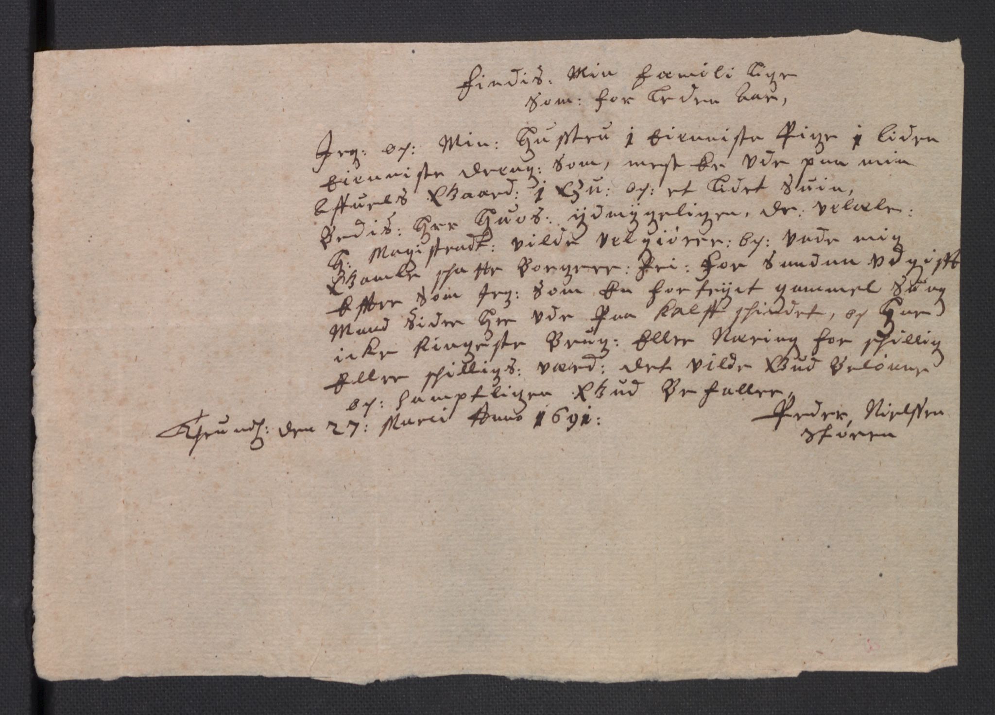 Rentekammeret inntil 1814, Reviderte regnskaper, Byregnskaper, AV/RA-EA-4066/R/Rs/L0506: [S2] Kontribusjonsregnskap, 1691-1692, p. 61