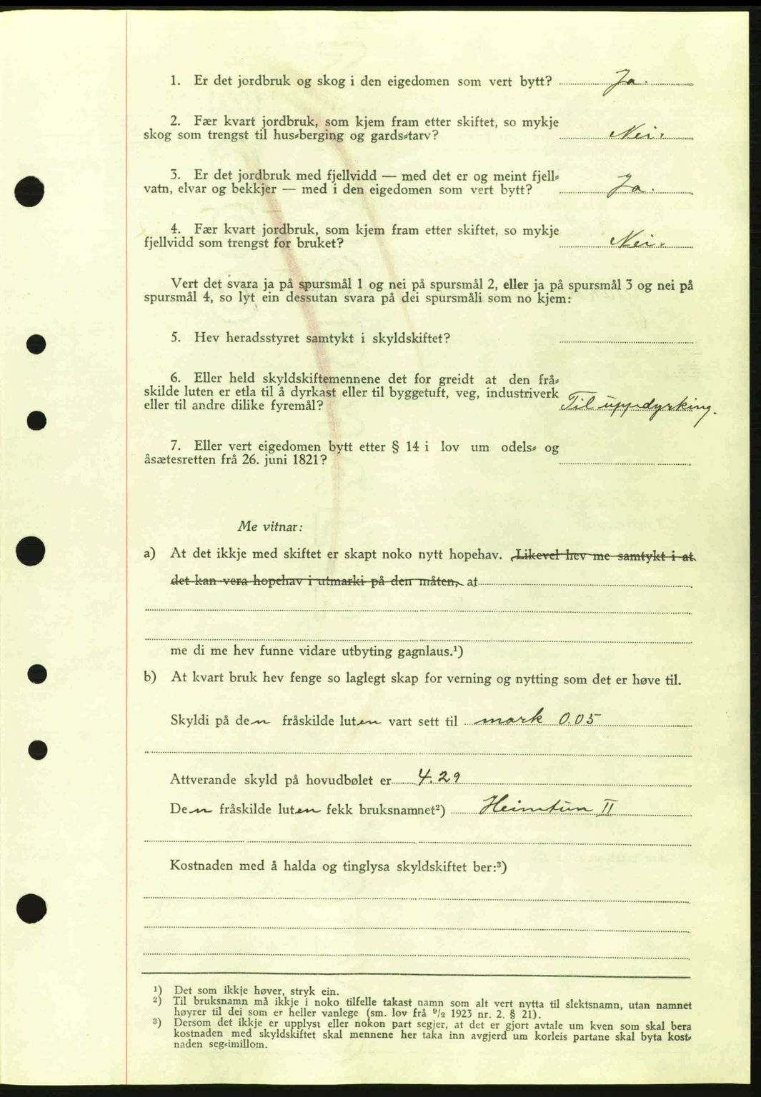 Nordre Sunnmøre sorenskriveri, SAT/A-0006/1/2/2C/2Ca: Mortgage book no. A7, 1939-1939, Diary no: : 1404/1939