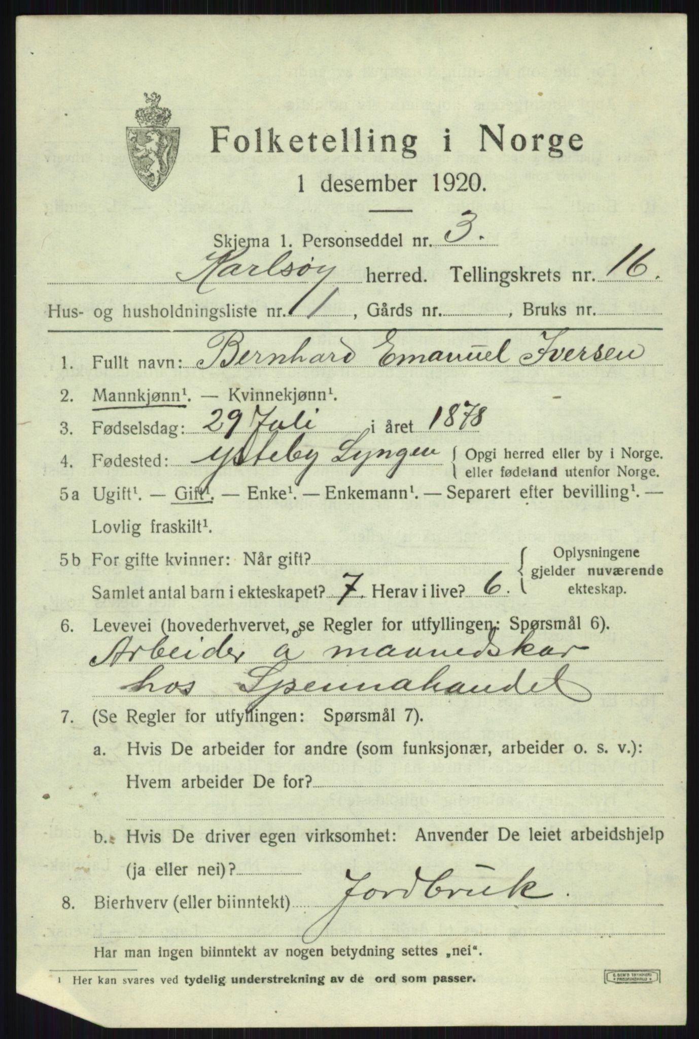 SATØ, 1920 census for Karlsøy, 1920, p. 5503