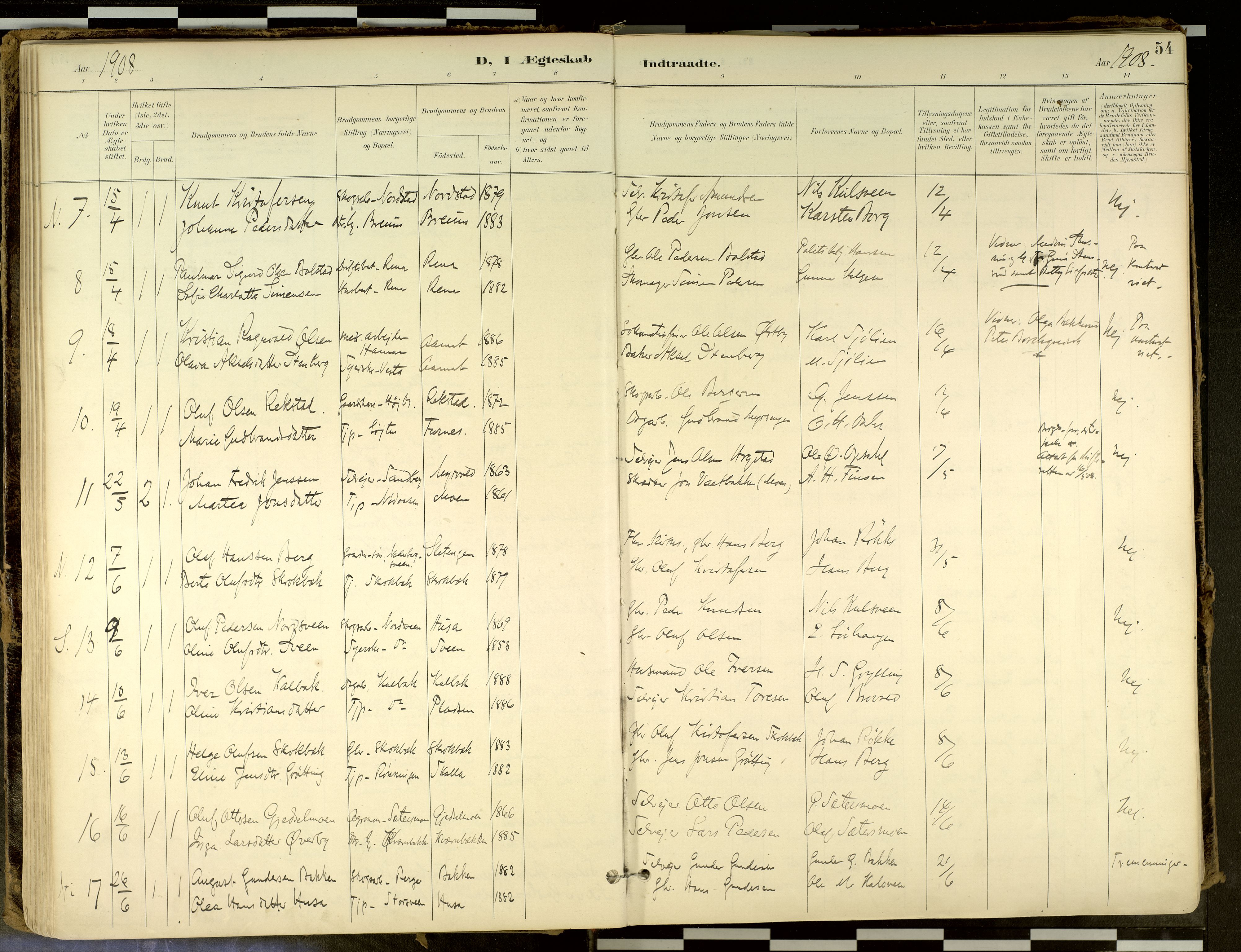 Elverum prestekontor, SAH/PREST-044/H/Ha/Haa/L0018: Parish register (official) no. 18, 1894-1914, p. 54