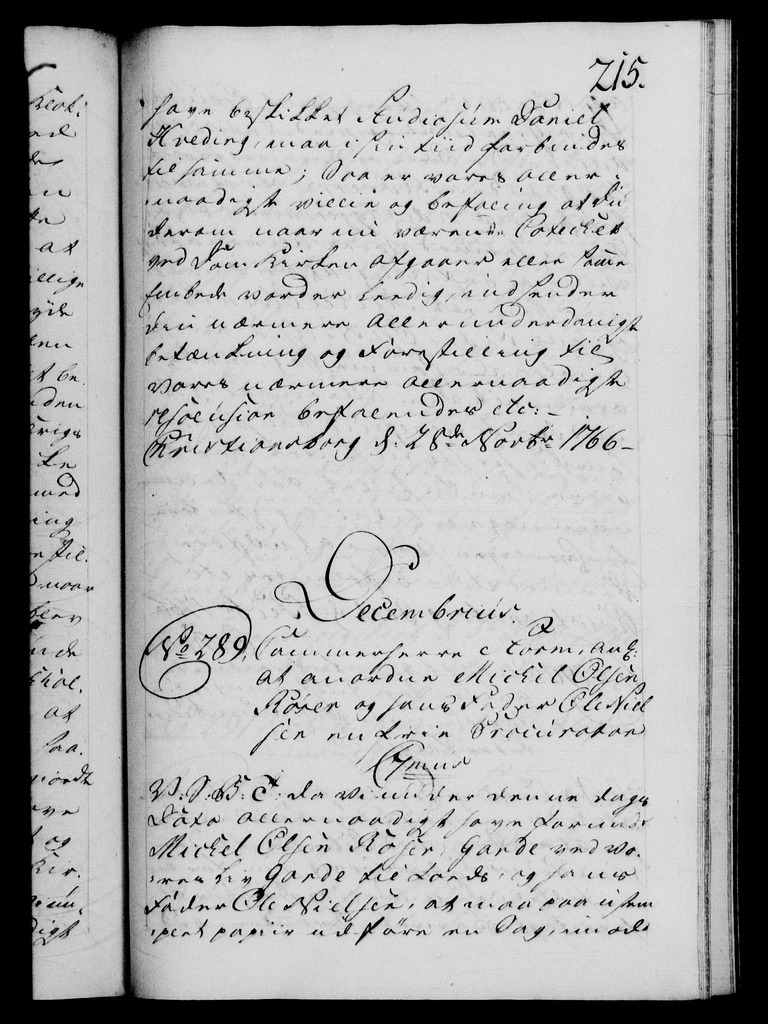 Danske Kanselli 1572-1799, RA/EA-3023/F/Fc/Fca/Fcab/L0038: Norske tegnelser, 1766-1768, p. 215a