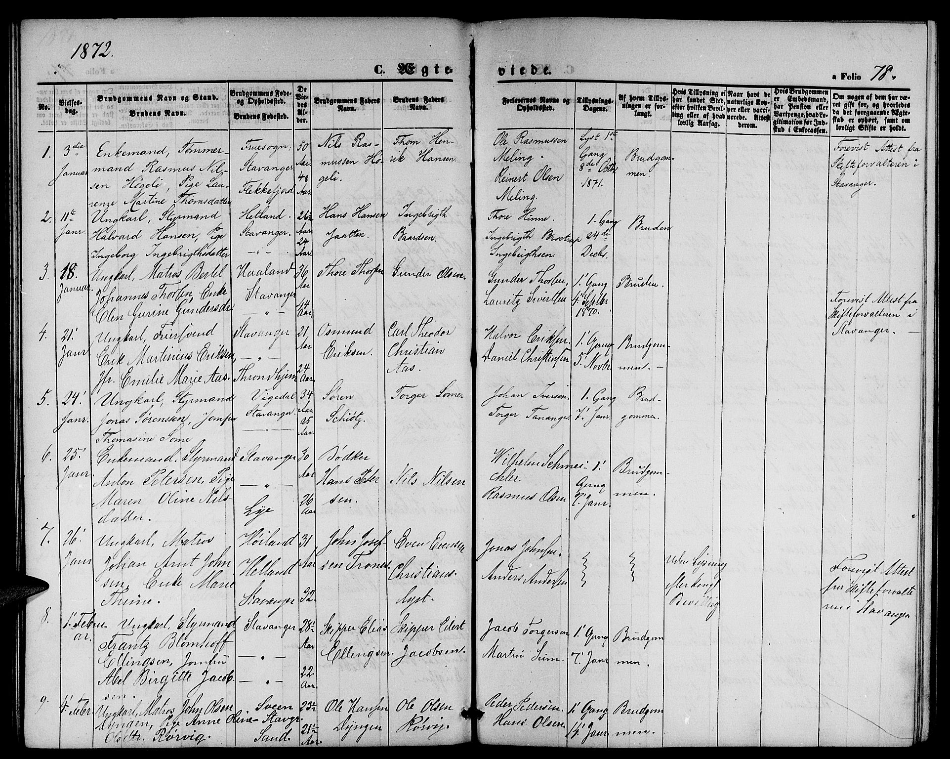 St. Petri sokneprestkontor, SAST/A-101813/001/30/30BB/L0002: Parish register (copy) no. B 2, 1865-1885, p. 78