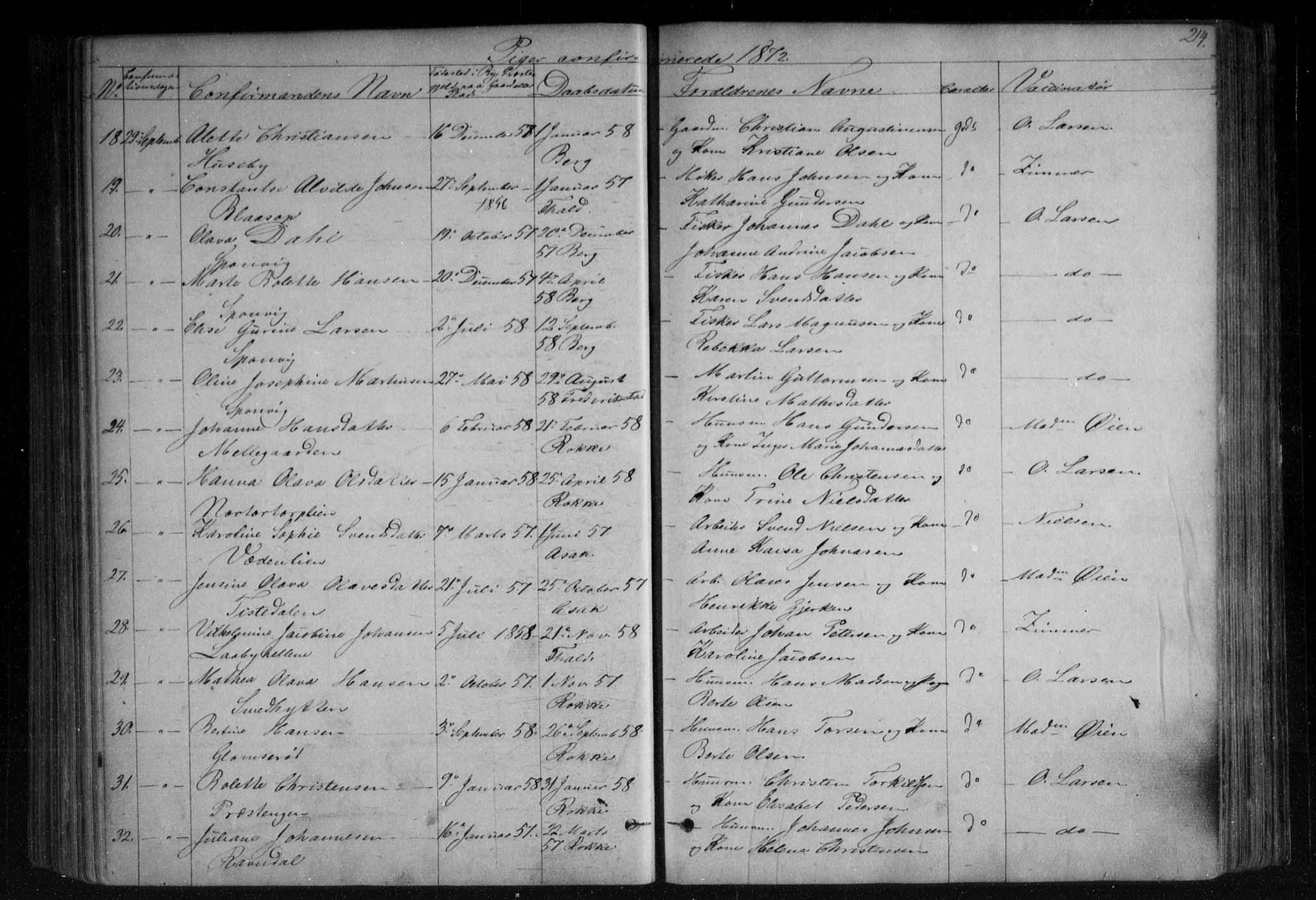 Berg prestekontor Kirkebøker, AV/SAO-A-10902/F/Fa/L0005: Parish register (official) no. I 5, 1861-1877, p. 214