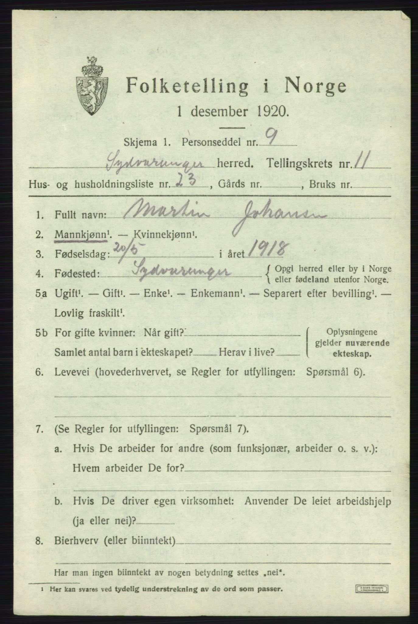 SATØ, 1920 census for Sør-Varanger, 1920, p. 7464