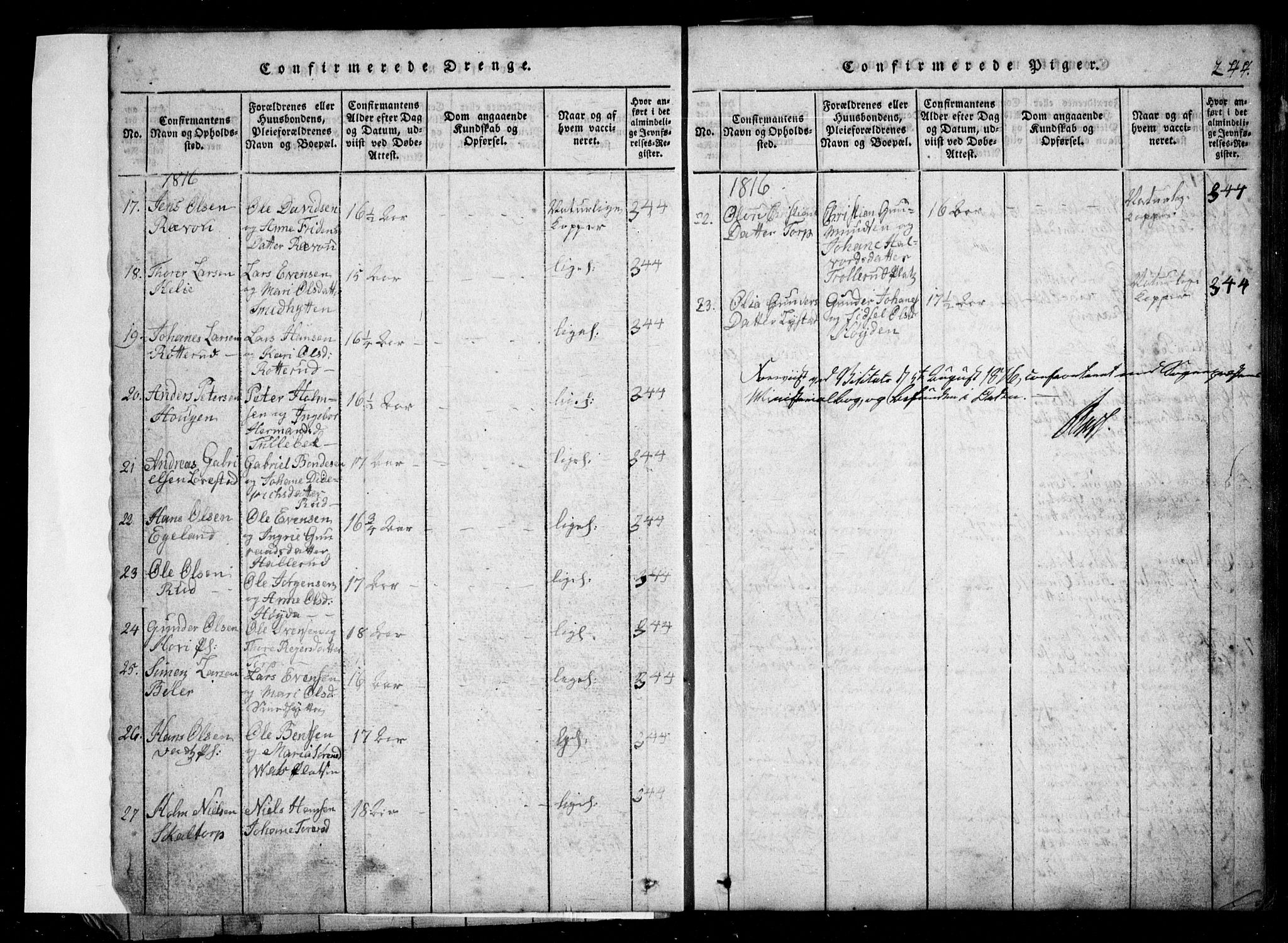 Spydeberg prestekontor Kirkebøker, AV/SAO-A-10924/G/Ga/L0001: Parish register (copy) no. I 1, 1814-1868, p. 244