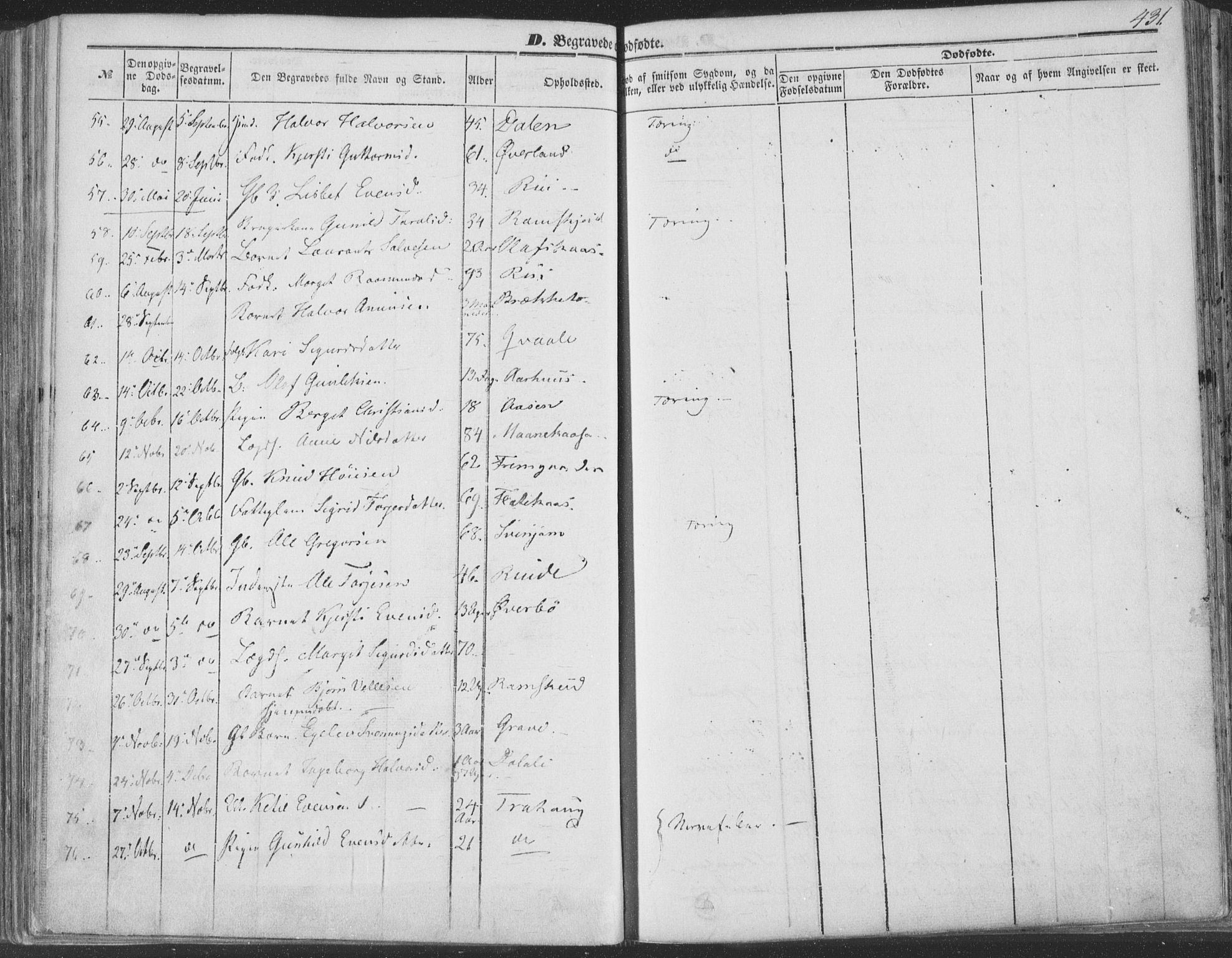 Seljord kirkebøker, AV/SAKO-A-20/F/Fa/L012b: Parish register (official) no. I 12B, 1850-1865, p. 431