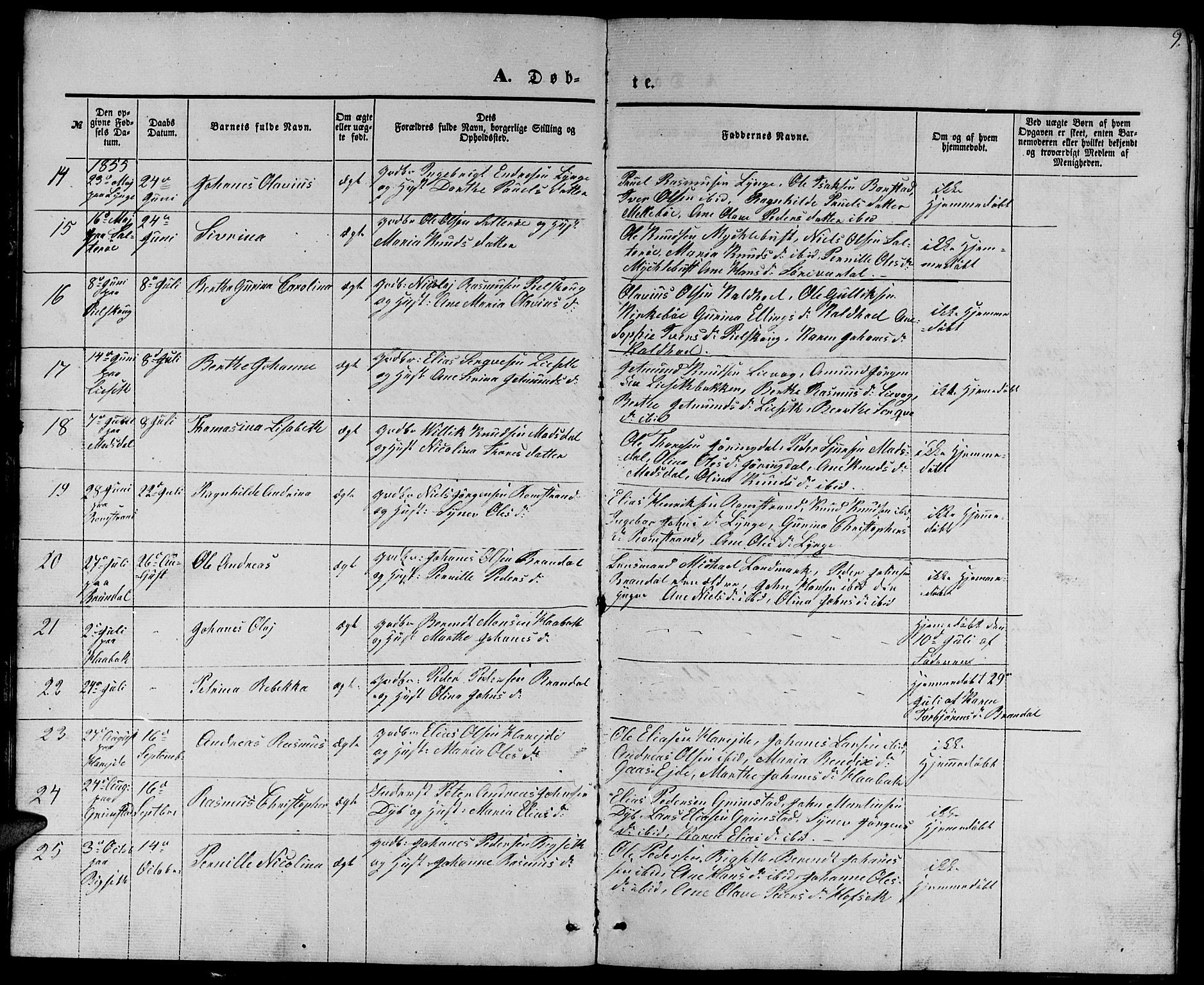 Ministerialprotokoller, klokkerbøker og fødselsregistre - Møre og Romsdal, AV/SAT-A-1454/510/L0124: Parish register (copy) no. 510C01, 1854-1877, p. 9