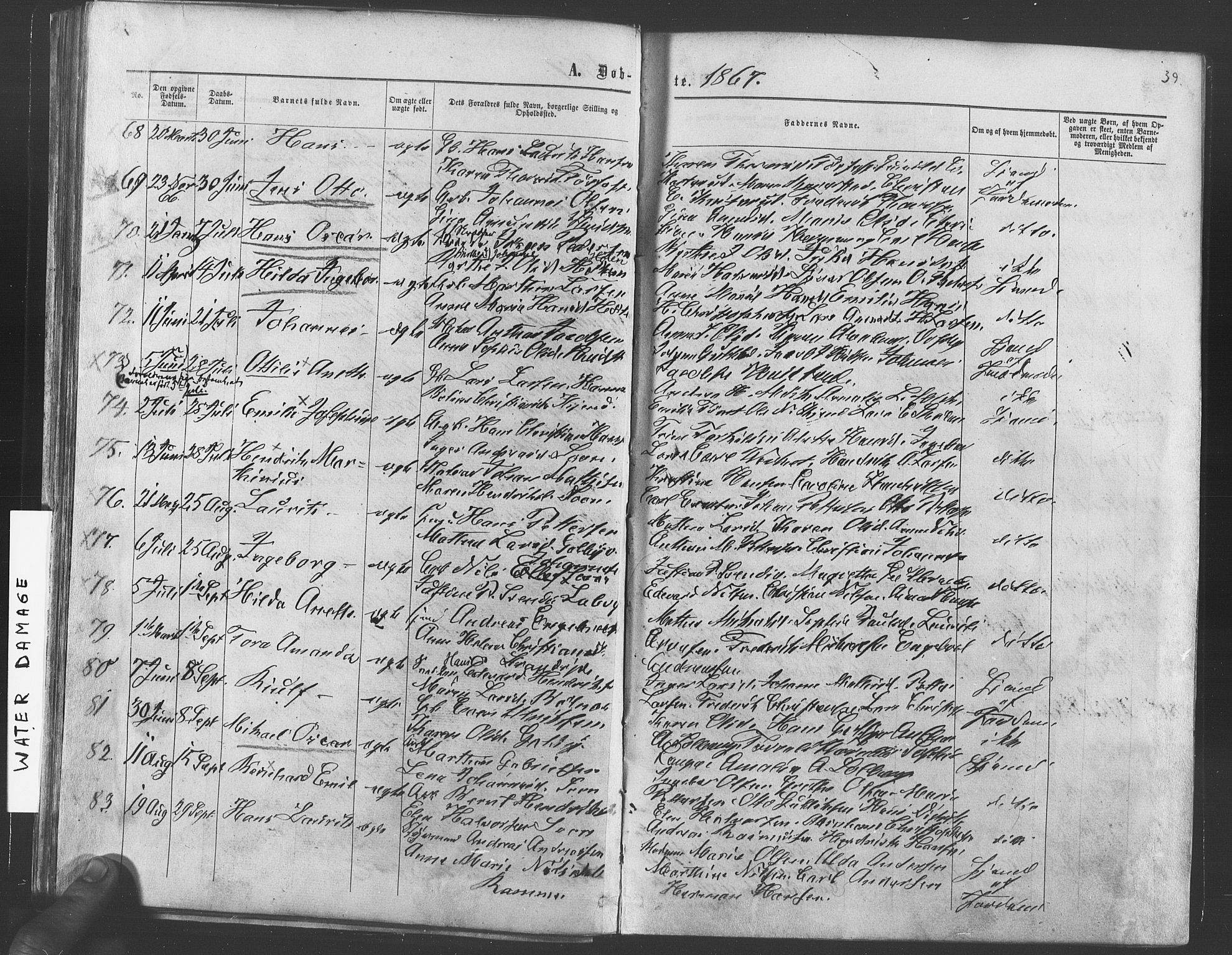 Vestby prestekontor Kirkebøker, AV/SAO-A-10893/F/Fa/L0008: Parish register (official) no. I 8, 1863-1877, p. 39