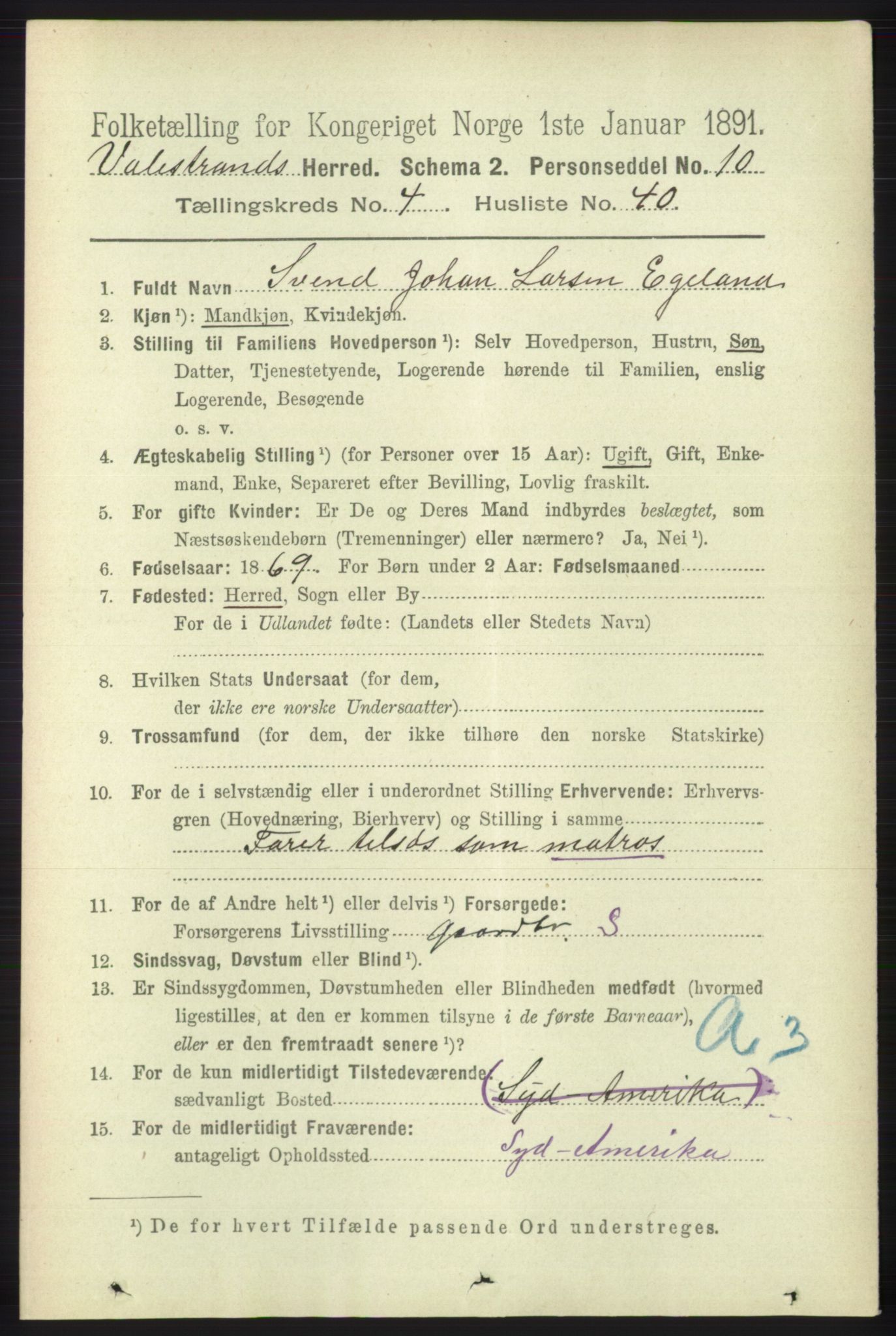 RA, 1891 census for 1217 Valestrand, 1891, p. 1083