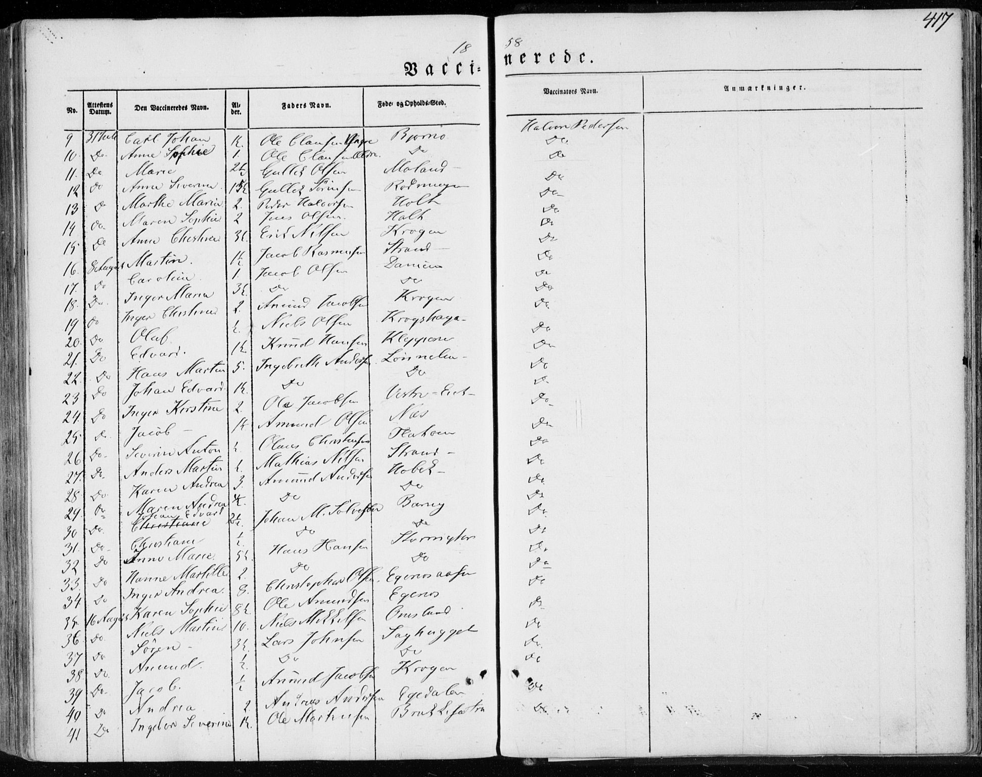 Brunlanes kirkebøker, AV/SAKO-A-342/F/Fa/L0004: Parish register (official) no. I 4, 1846-1862, p. 417