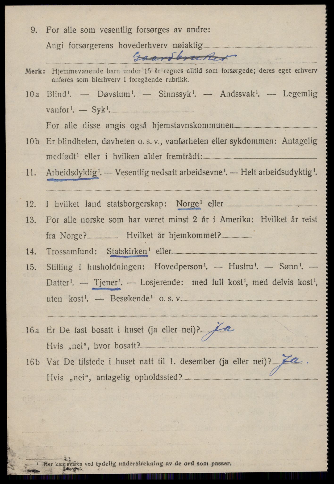 SAT, 1920 census for Sunnylven, 1920, p. 2779