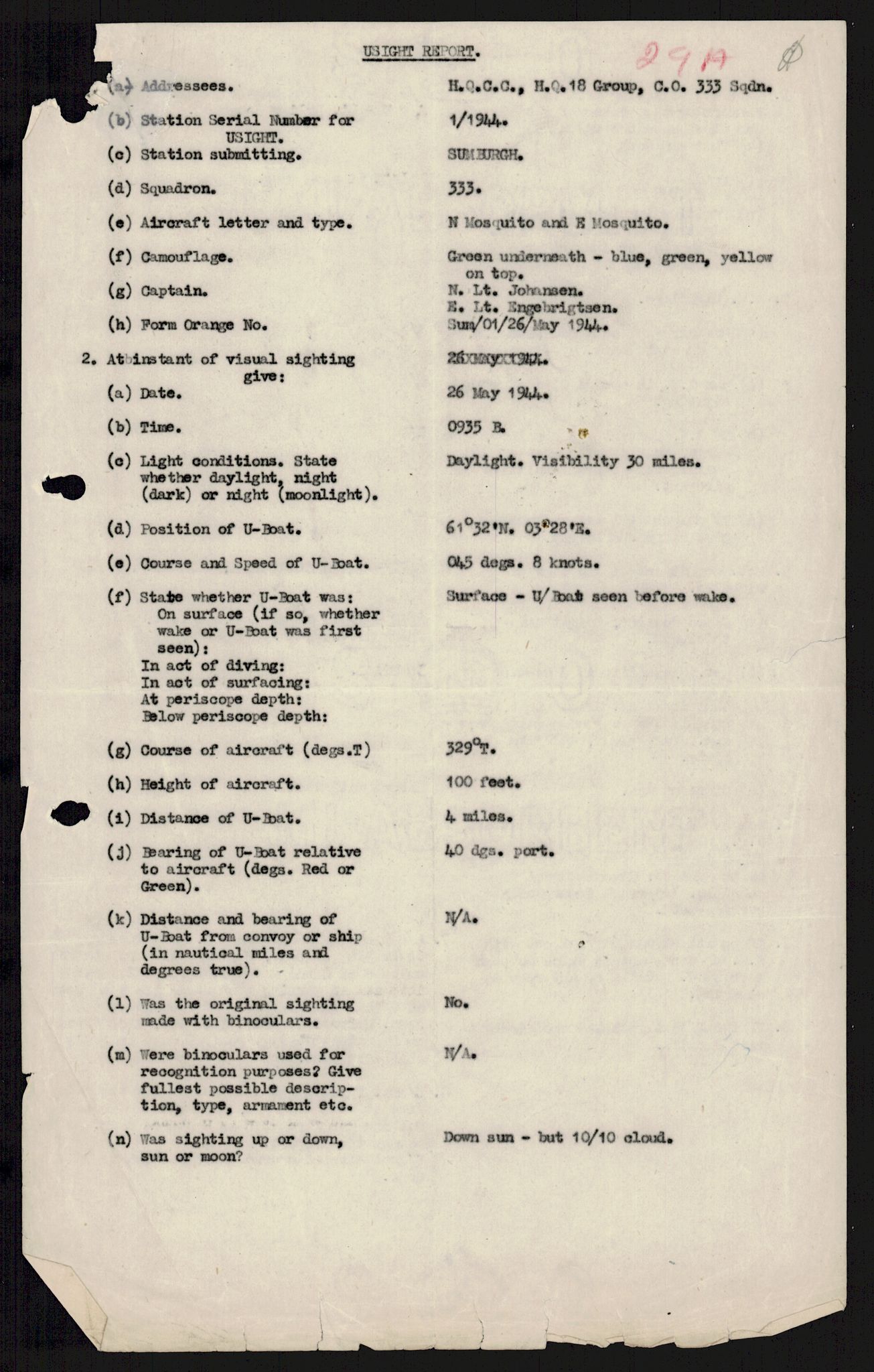 Forsvaret, 333 Skvadron, AV/RA-RAFA-2003/1/Da/L0041: Combat, Crash and and Circumstantial Reports , 1943-1945, p. 297