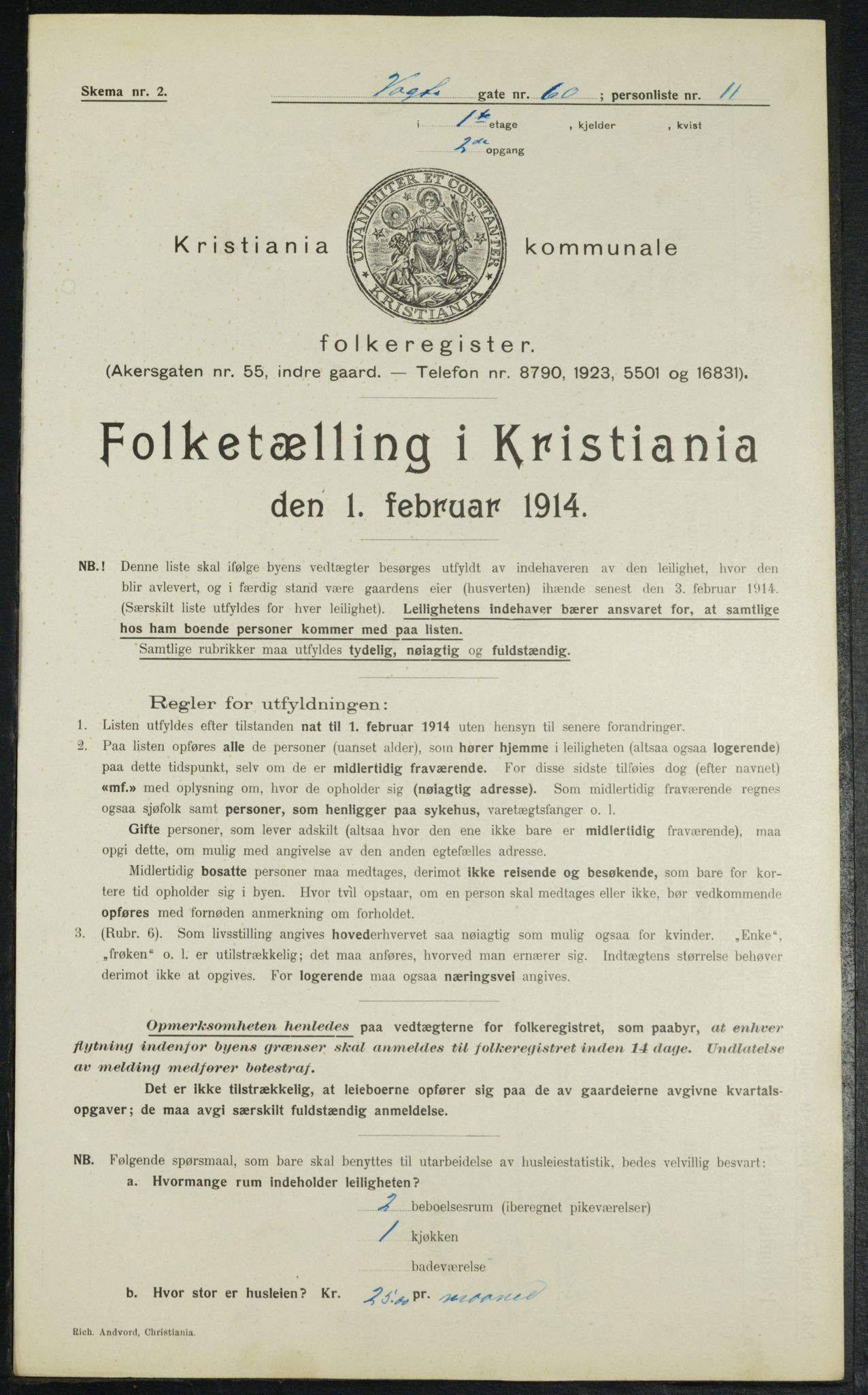 OBA, Municipal Census 1914 for Kristiania, 1914, p. 126445