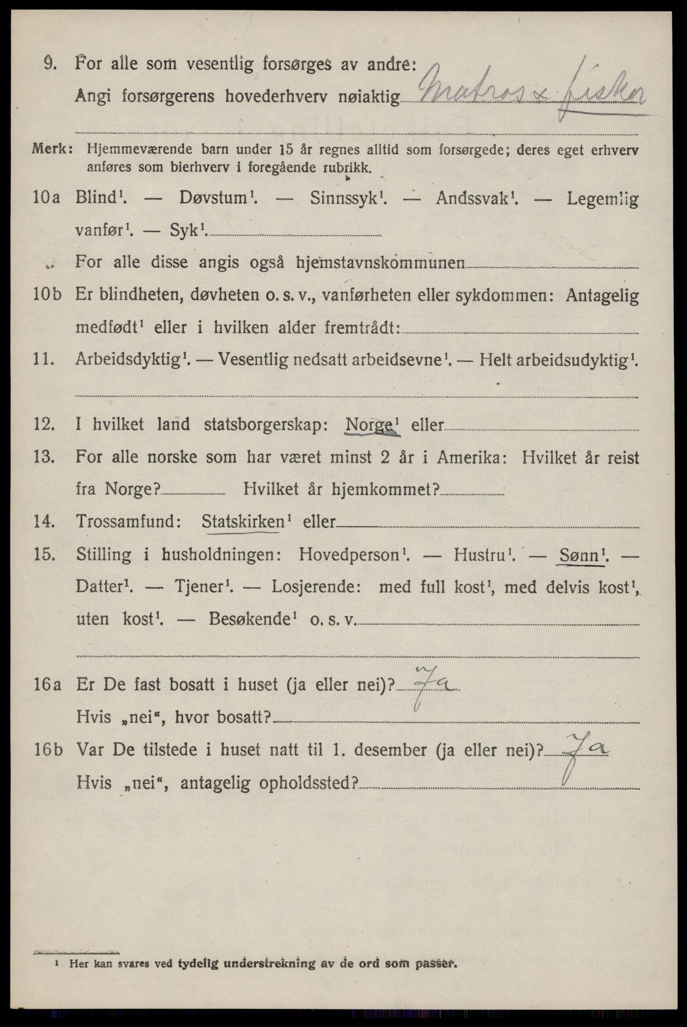 SAST, 1920 census for Stangaland, 1920, p. 1788