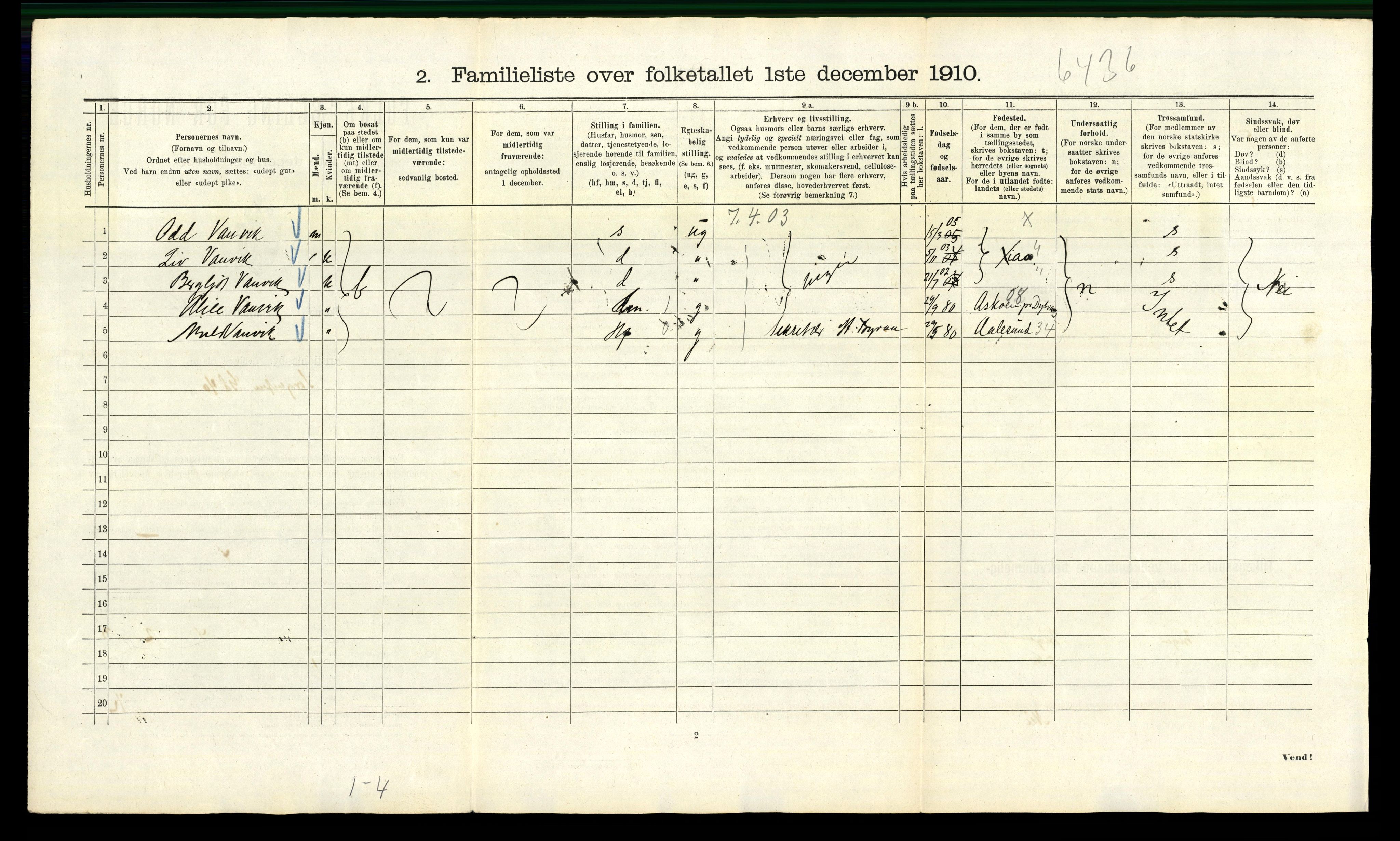 RA, 1910 census for Kristiania, 1910, p. 95736