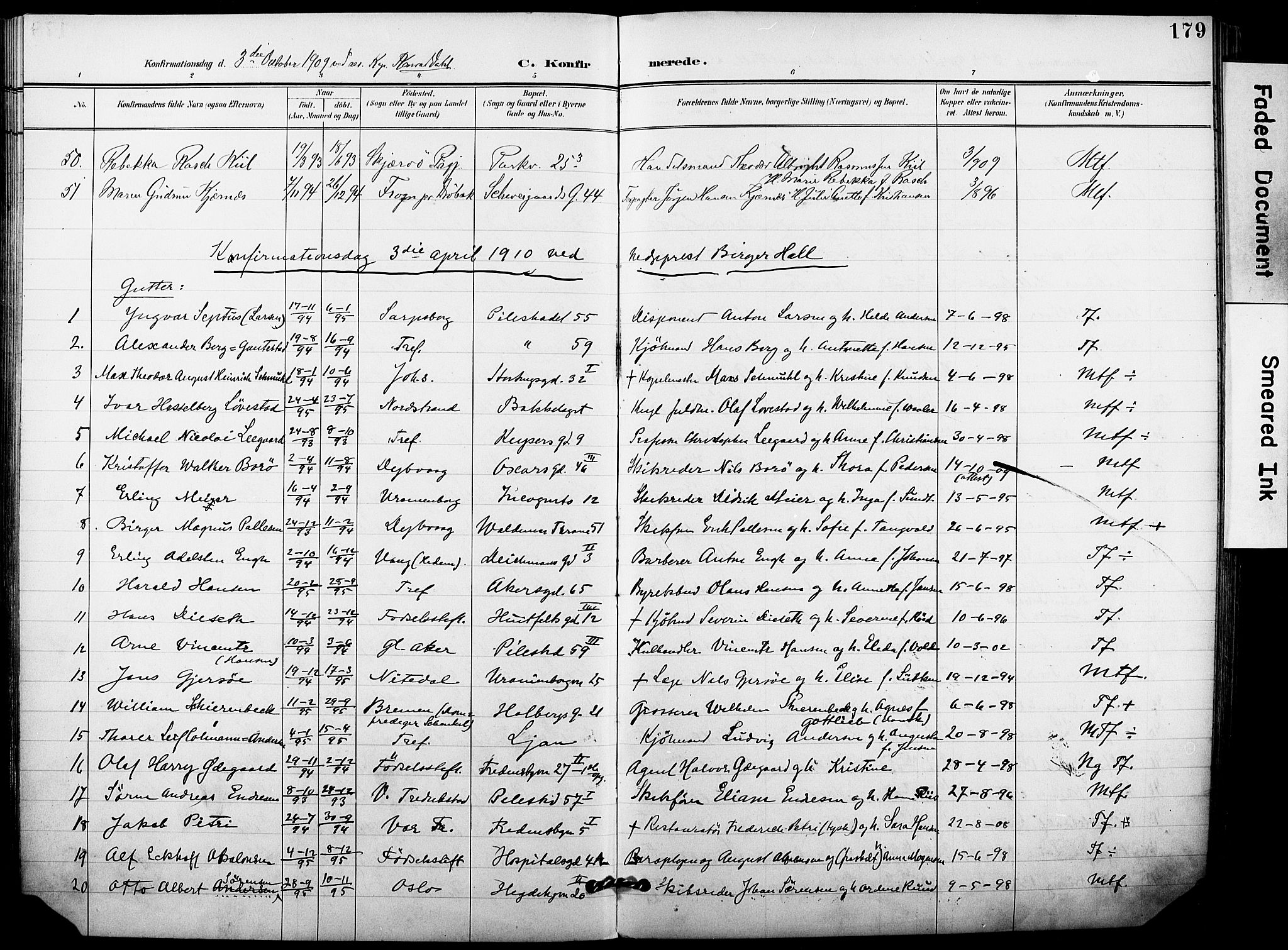 Trefoldighet prestekontor Kirkebøker, SAO/A-10882/F/Fb/L0004: Parish register (official) no. II 4, 1896-1915, p. 179