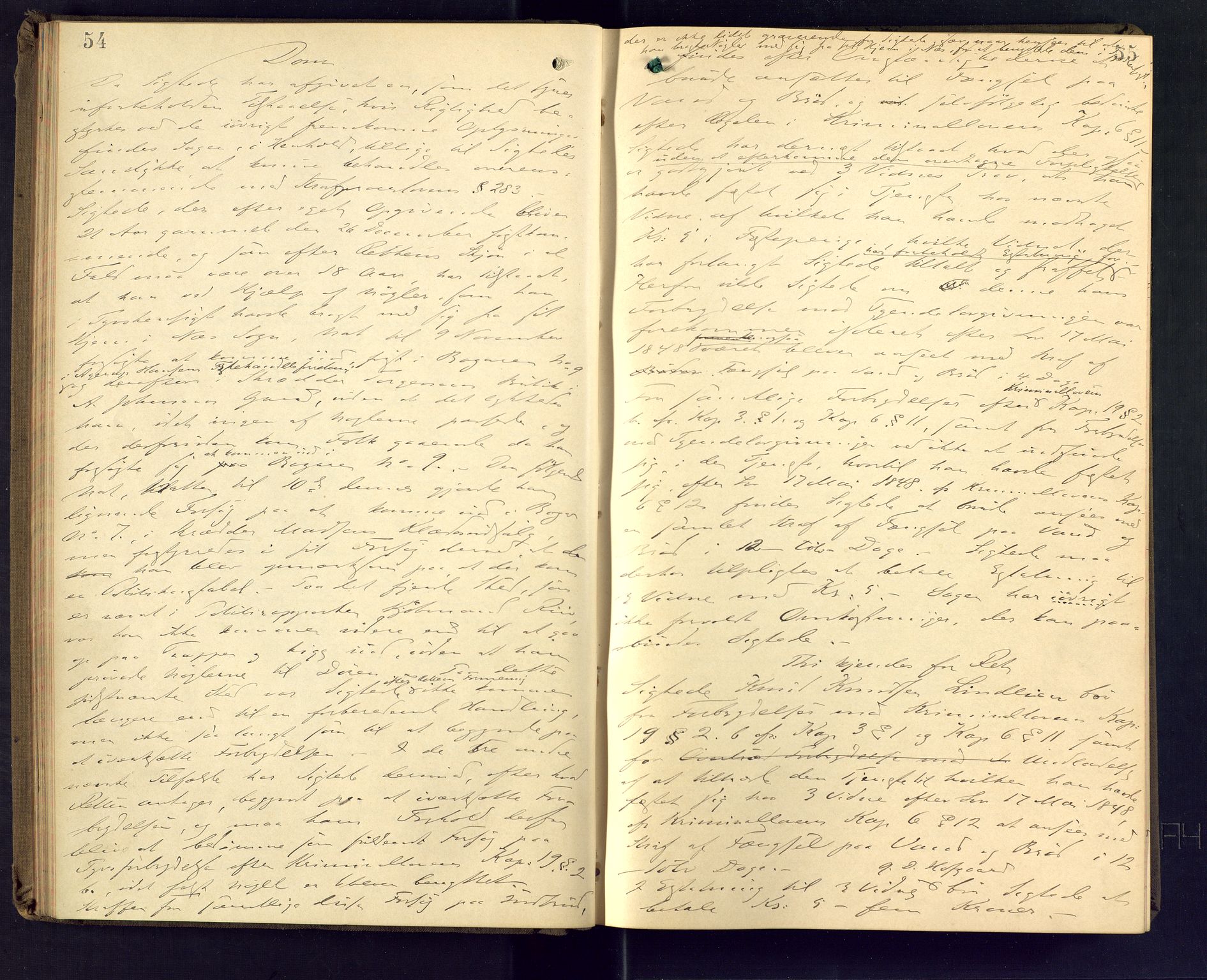 Skien byfogd, AV/SAKO-A-219/F/Fb/L0010: Forhørsprotokoll, 1893-1894, p. 54-55