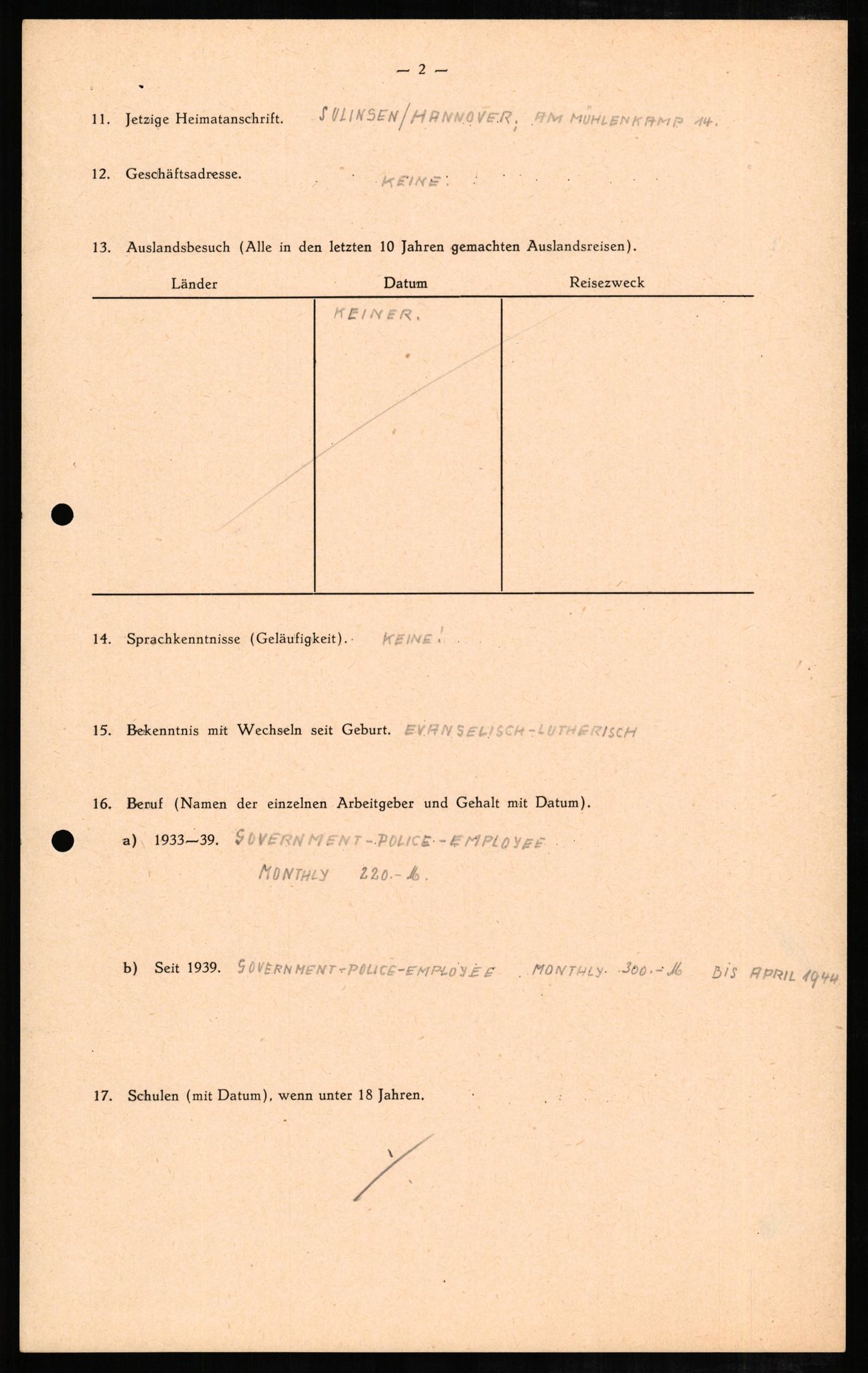 Forsvaret, Forsvarets overkommando II, AV/RA-RAFA-3915/D/Db/L0007: CI Questionaires. Tyske okkupasjonsstyrker i Norge. Tyskere., 1945-1946, p. 184