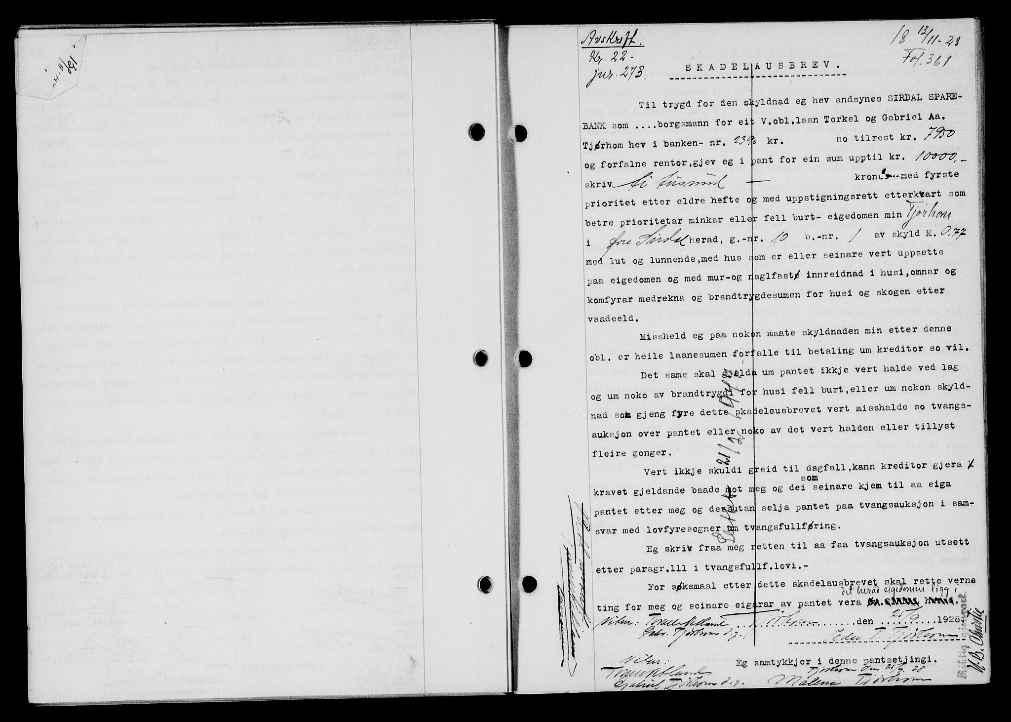 Flekkefjord sorenskriveri, SAK/1221-0001/G/Gb/Gba/L0044: Mortgage book no. 42, 1928-1929, Deed date: 13.11.1928