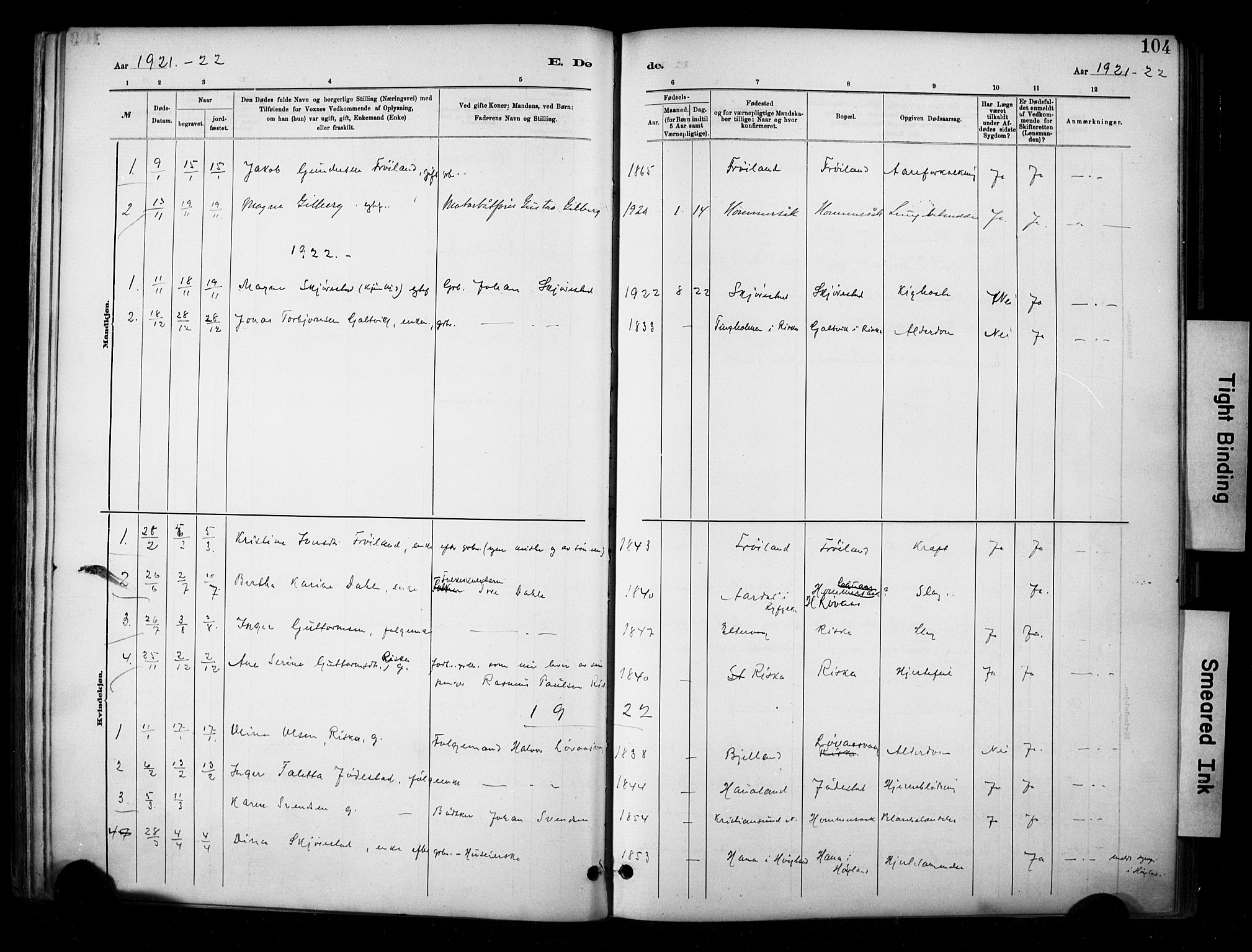 Hetland sokneprestkontor, SAST/A-101826/30/30BA/L0010: Parish register (official) no. A 10, 1882-1925, p. 104