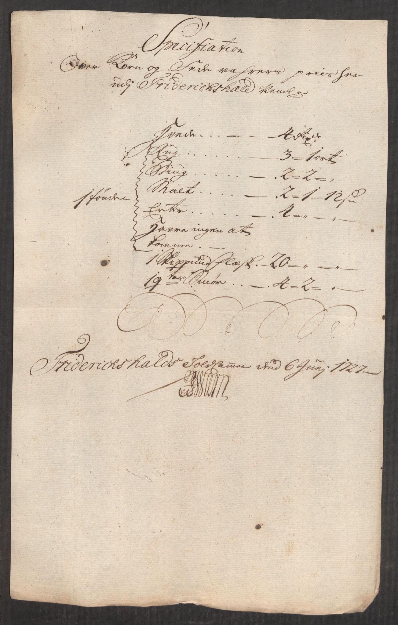 Rentekammeret inntil 1814, Realistisk ordnet avdeling, AV/RA-EA-4070/Oe/L0001: [Ø1]: Priskuranter, 1712-1739, p. 289