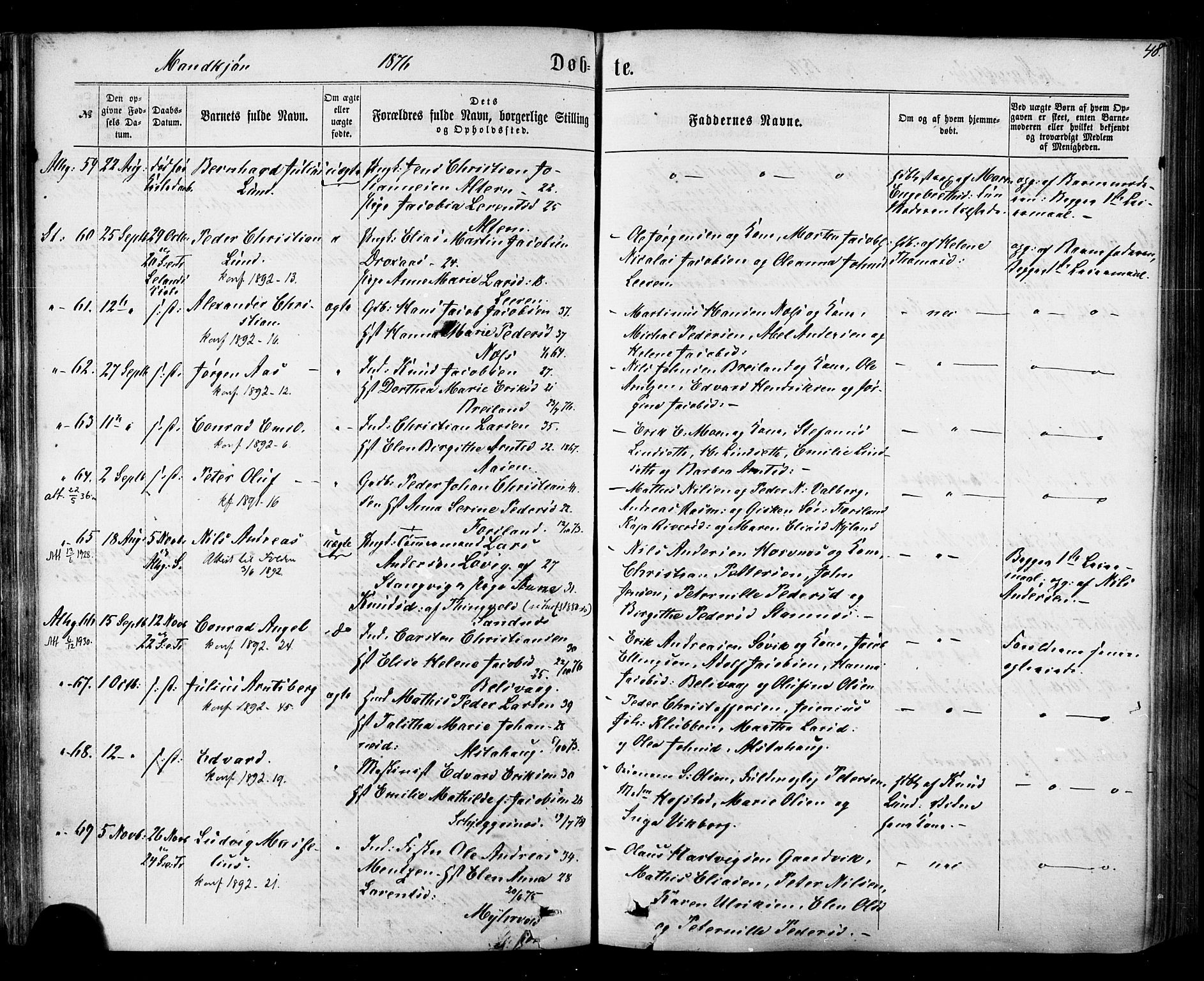 Ministerialprotokoller, klokkerbøker og fødselsregistre - Nordland, AV/SAT-A-1459/830/L0449: Parish register (official) no. 830A13, 1866-1886, p. 48