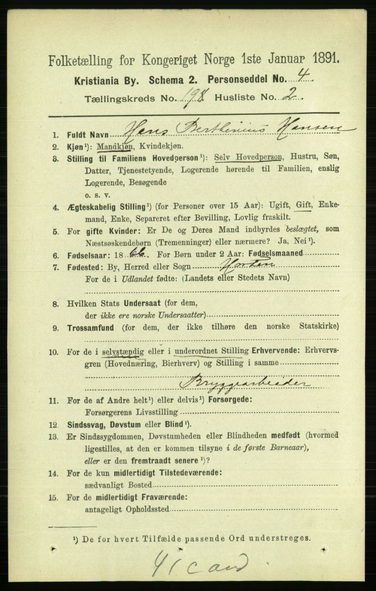 RA, 1891 census for 0301 Kristiania, 1891, p. 119287