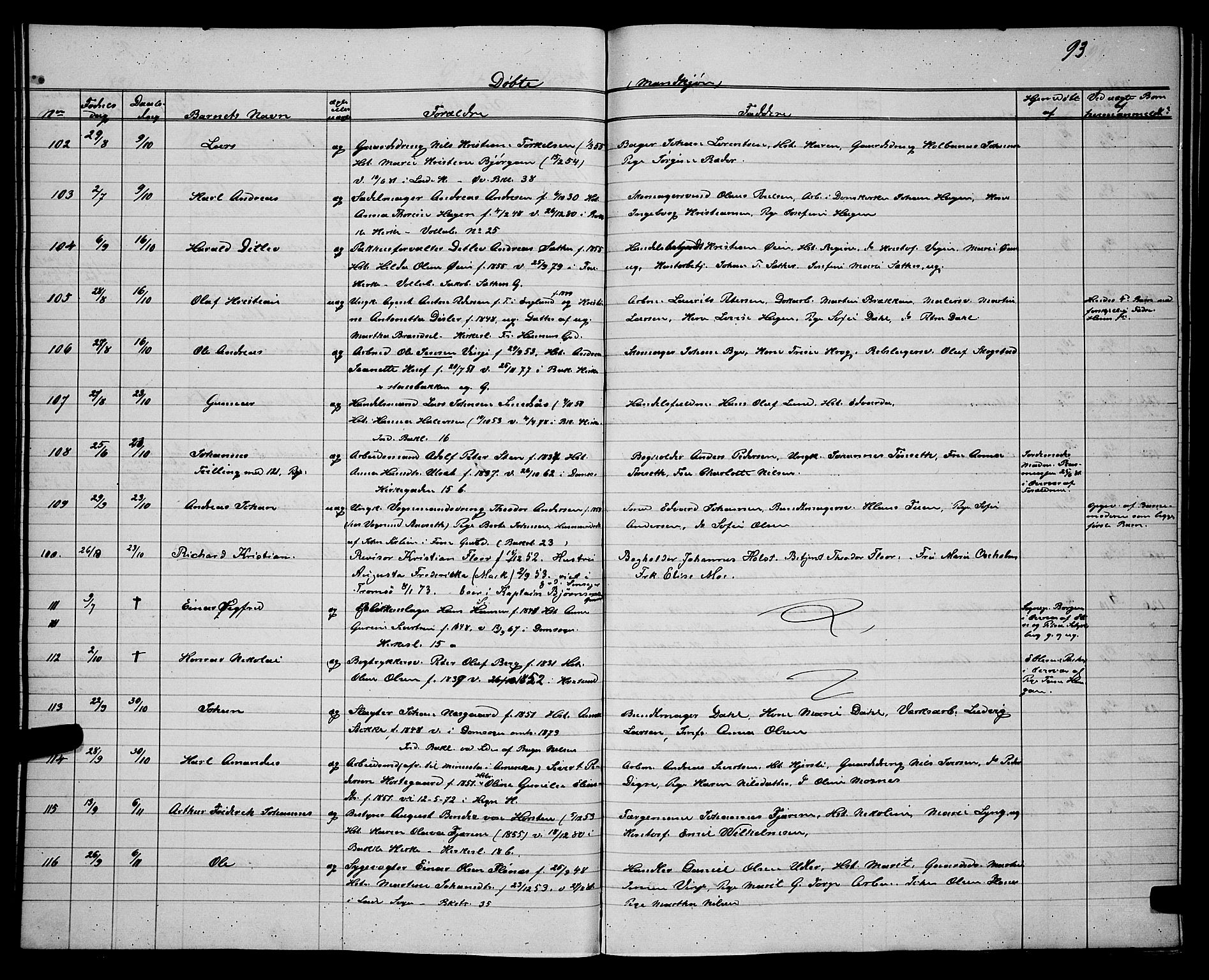 Ministerialprotokoller, klokkerbøker og fødselsregistre - Sør-Trøndelag, SAT/A-1456/604/L0220: Parish register (copy) no. 604C03, 1870-1885, p. 93