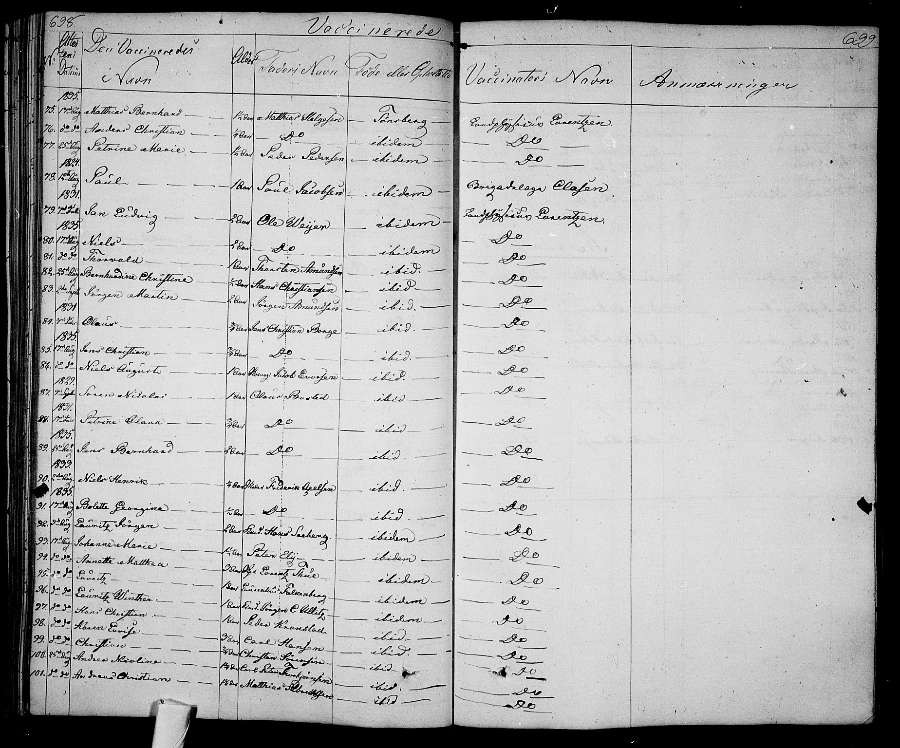 Tønsberg kirkebøker, AV/SAKO-A-330/F/Fa/L0005: Parish register (official) no. I 5, 1827-1836, p. 698-699