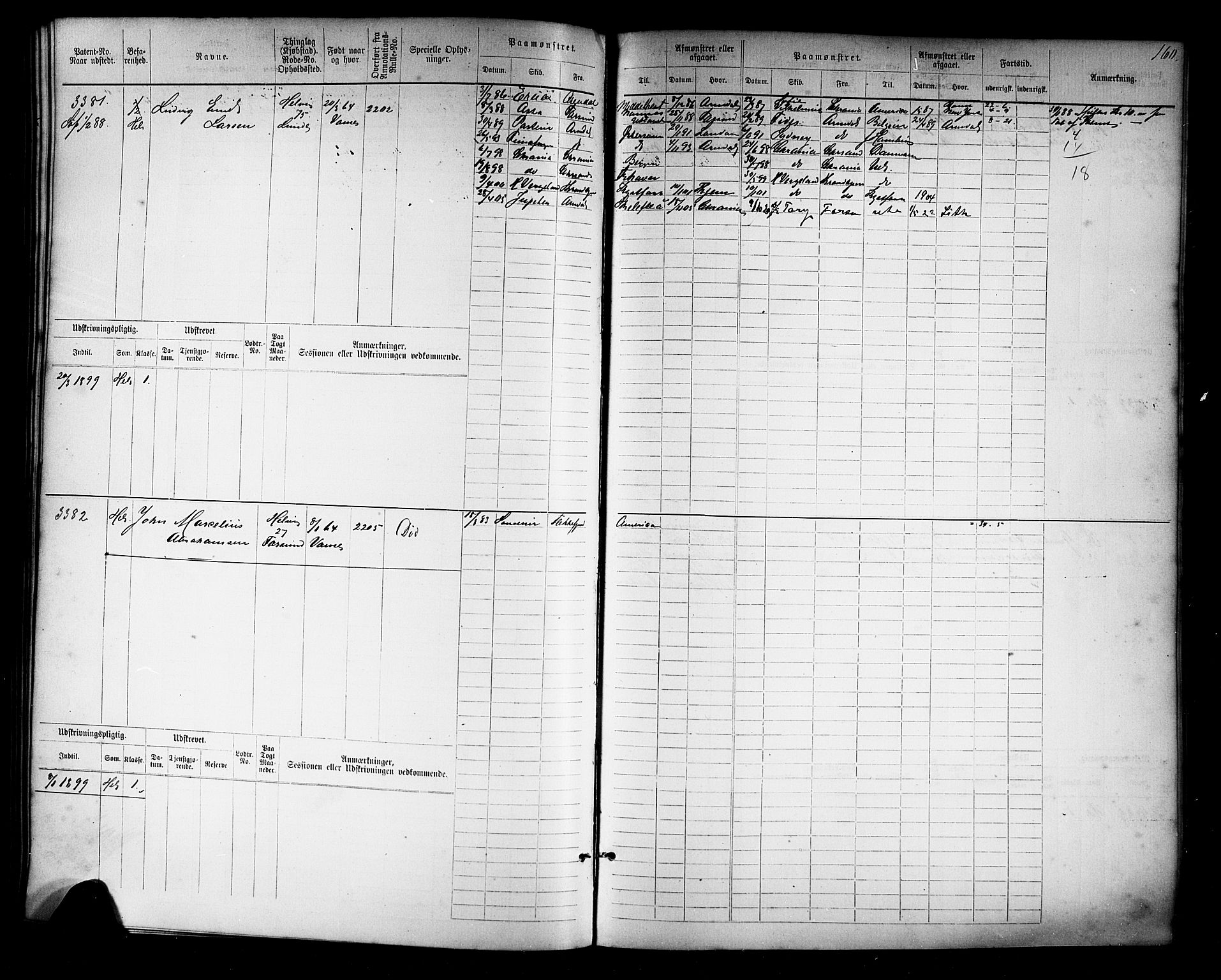 Farsund mønstringskrets, AV/SAK-2031-0017/F/Fb/L0019: Hovedrulle nr 3067-3832, Z-11, 1882-1922, p. 164