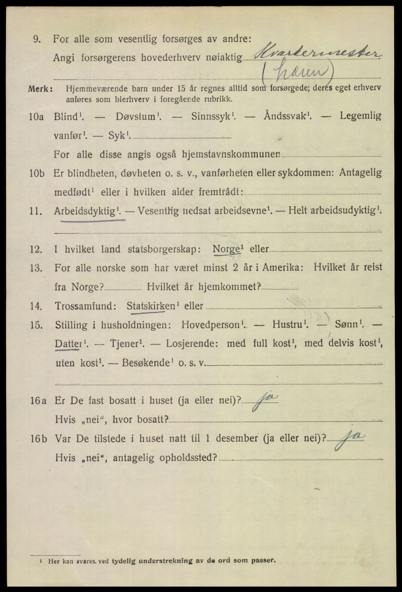 SAH, 1920 census for Lillehammer, 1920, p. 12353