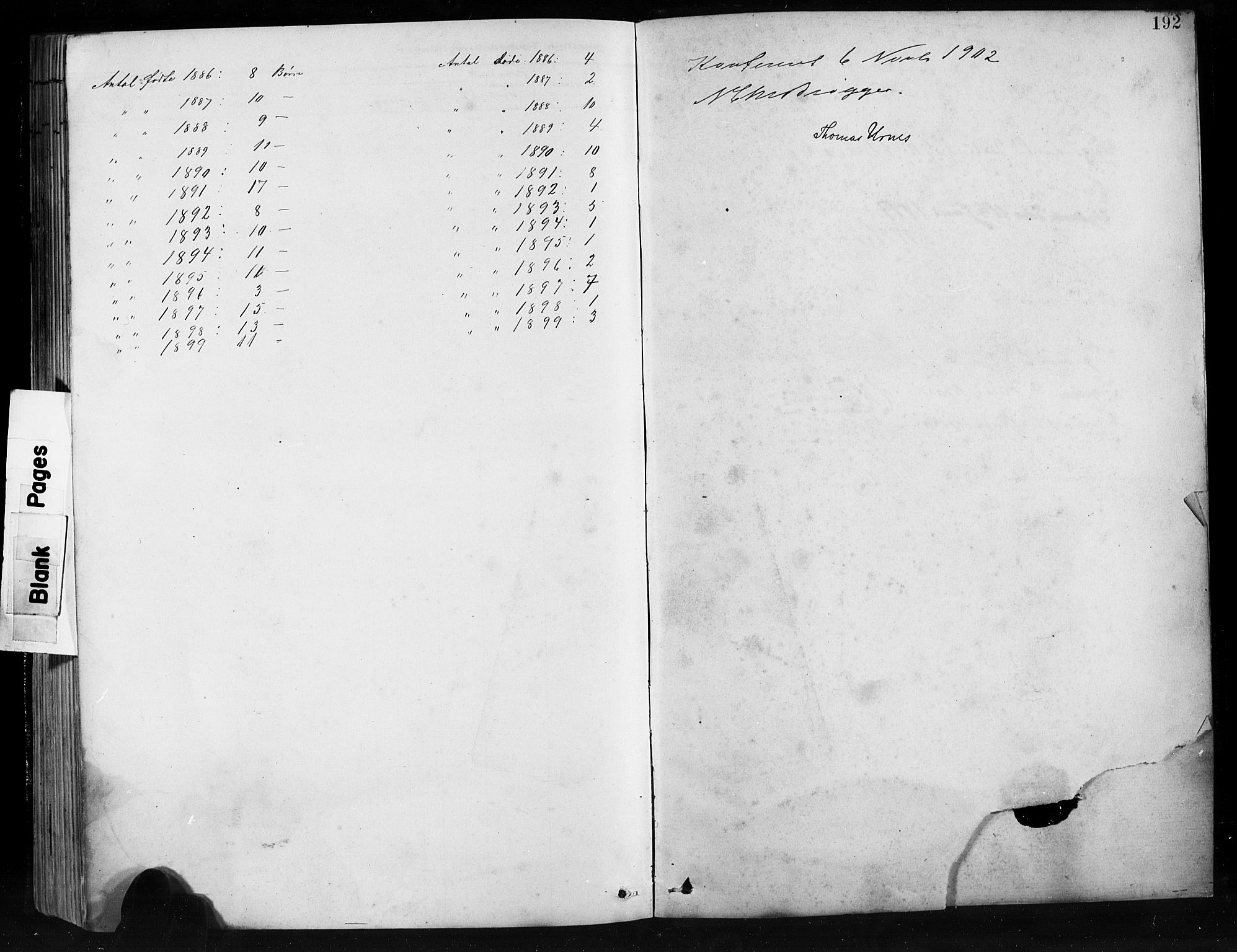 Jostedal sokneprestembete, SAB/A-80601/H/Hab/Habb/L0001: Parish register (copy) no. B 1, 1882-1921, p. 192