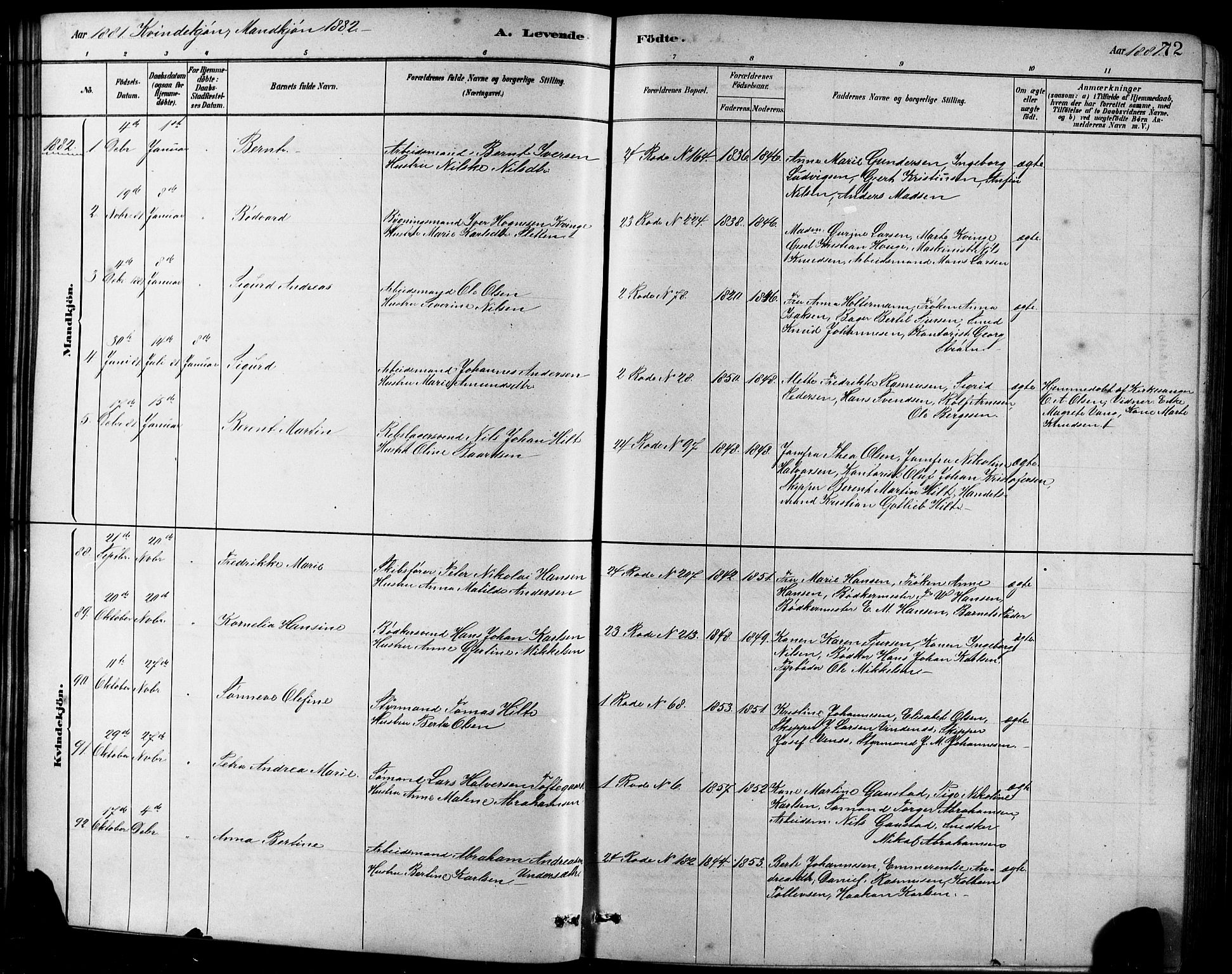 Sandviken Sokneprestembete, SAB/A-77601/H/Hb/L0001: Parish register (copy) no. A 2, 1879-1892, p. 72