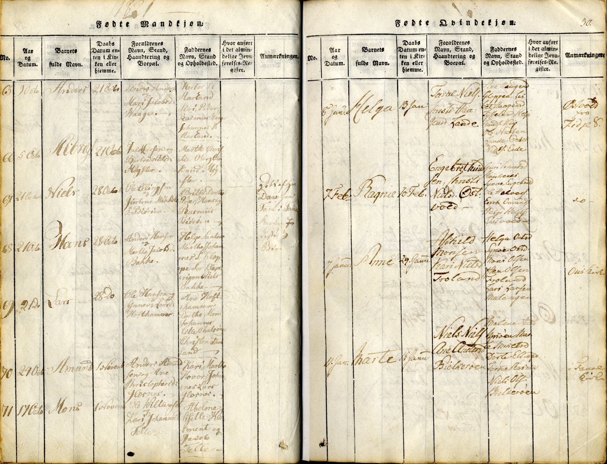 Sund sokneprestembete, SAB/A-99930: Parish register (official) no. A 11, 1814-1825, p. 30
