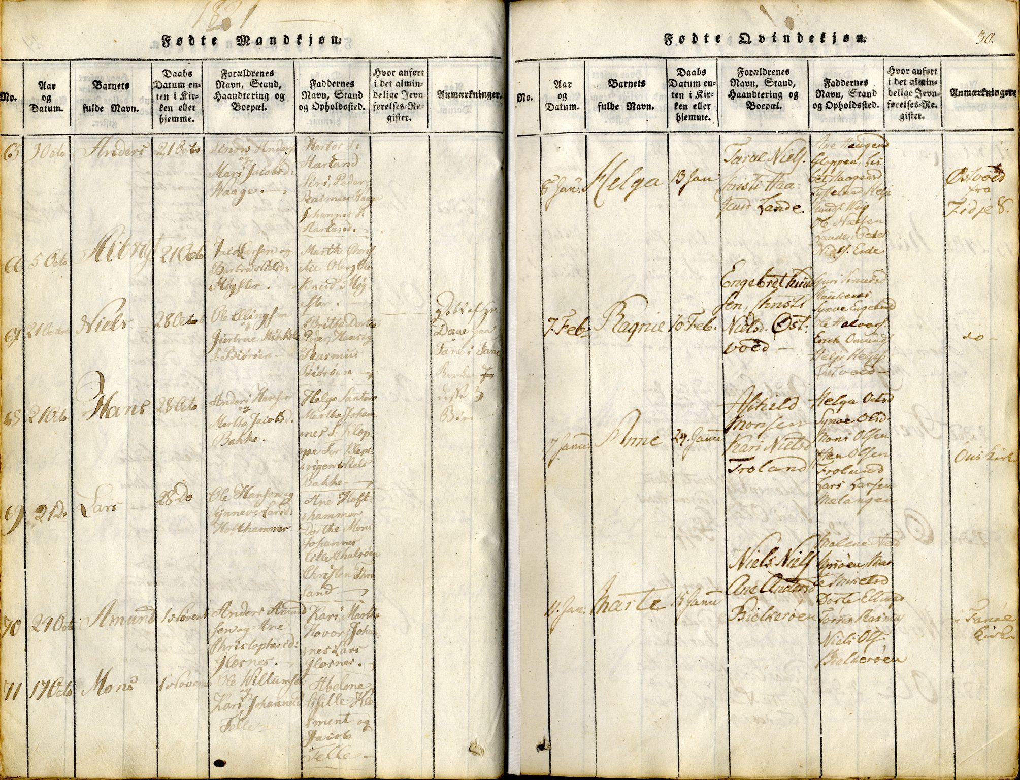 Sund sokneprestembete, AV/SAB-A-99930: Parish register (official) no. A 11, 1814-1825, p. 30