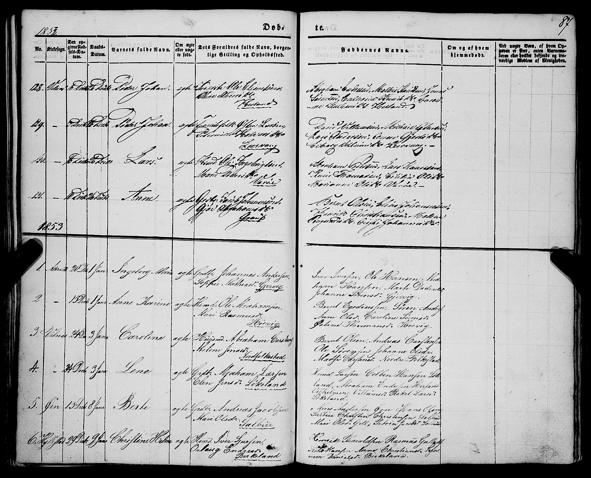 Askvoll sokneprestembete, SAB/A-79501/H/Haa/Haaa/L0011/0001: Parish register (official) no. A 11 I, 1845-1864, p. 87