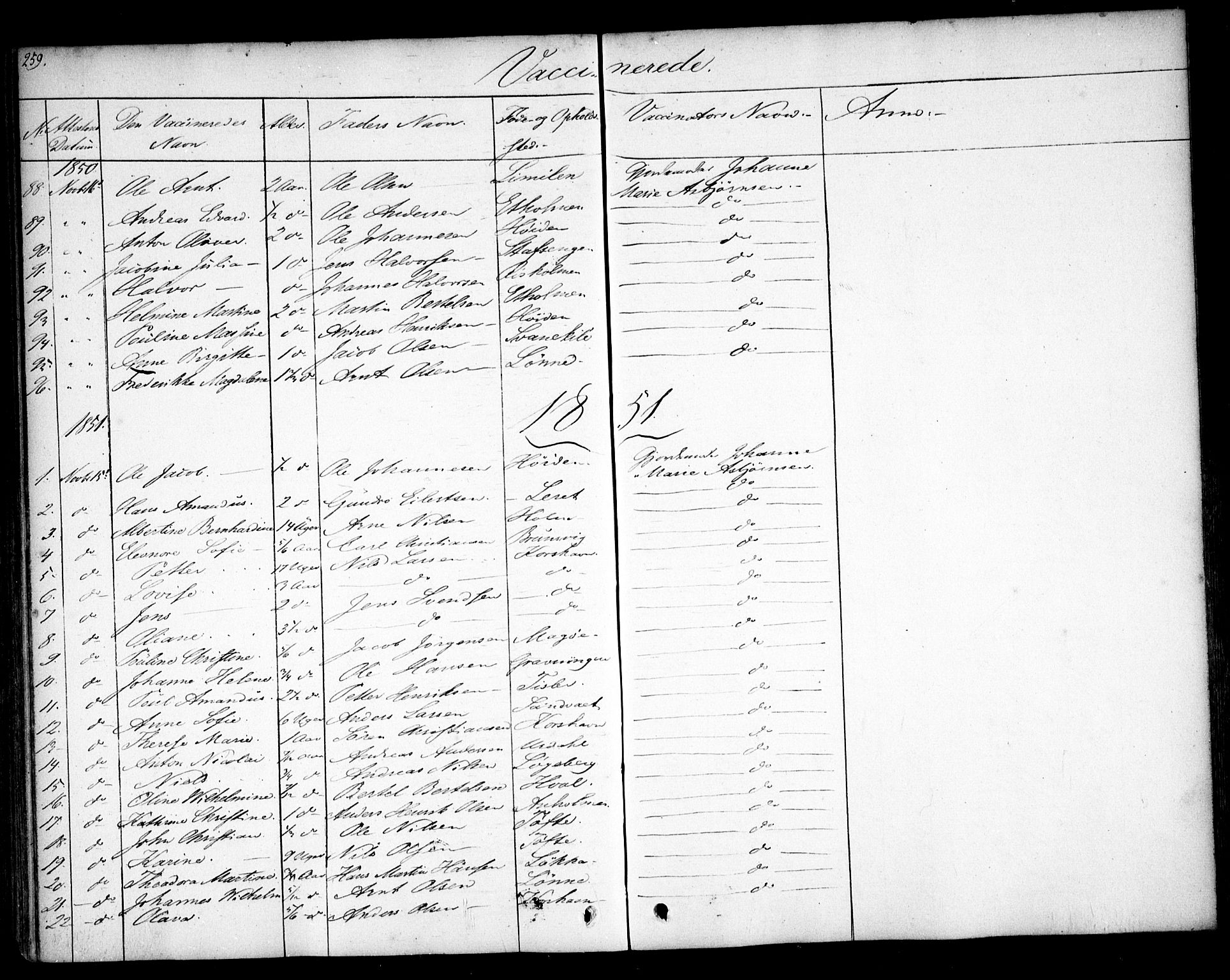 Hvaler prestekontor Kirkebøker, SAO/A-2001/F/Fa/L0006: Parish register (official) no. I 6, 1846-1863, p. 259