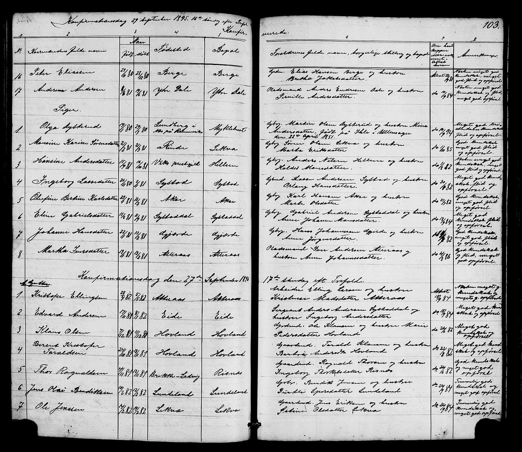 Hyllestad sokneprestembete, SAB/A-80401: Parish register (copy) no. A 2, 1876-1906, p. 103