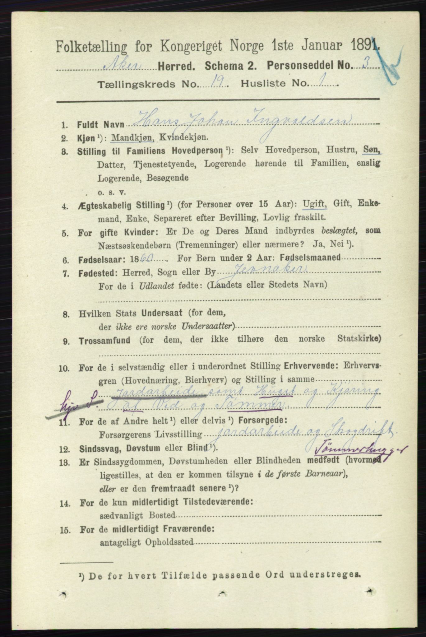 RA, 1891 census for 0218 Aker, 1891, p. 17769