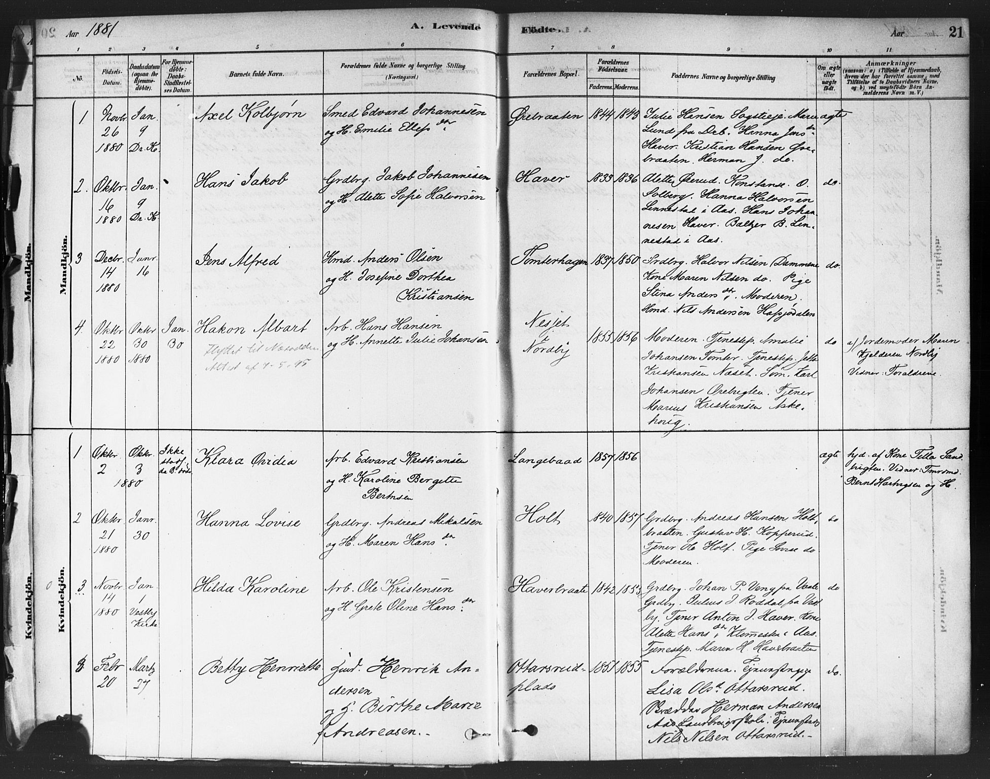 Drøbak prestekontor Kirkebøker, SAO/A-10142a/F/Fc/L0002: Parish register (official) no. III 2, 1878-1891, p. 21