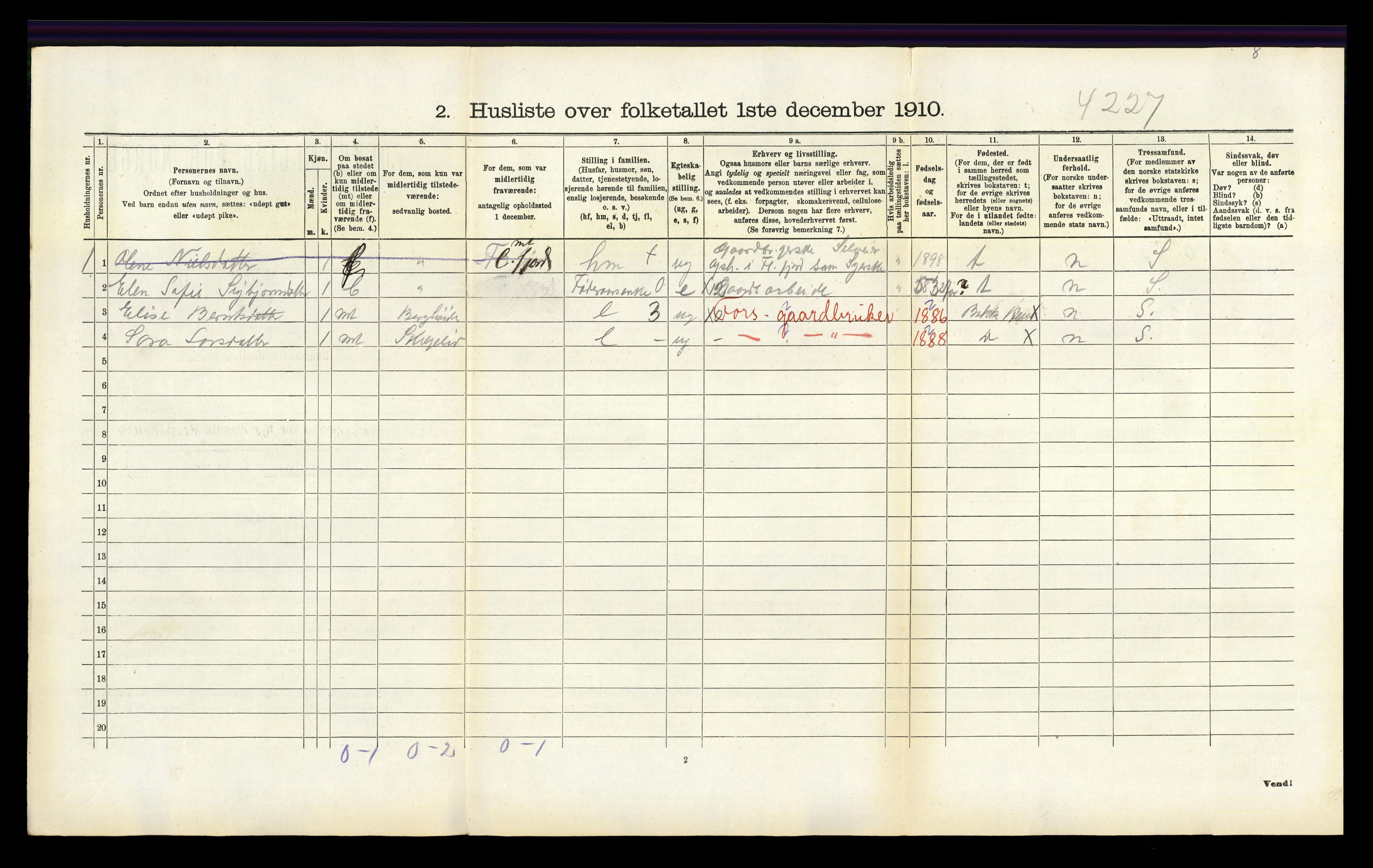 RA, 1910 census for Bakke, 1910, p. 306