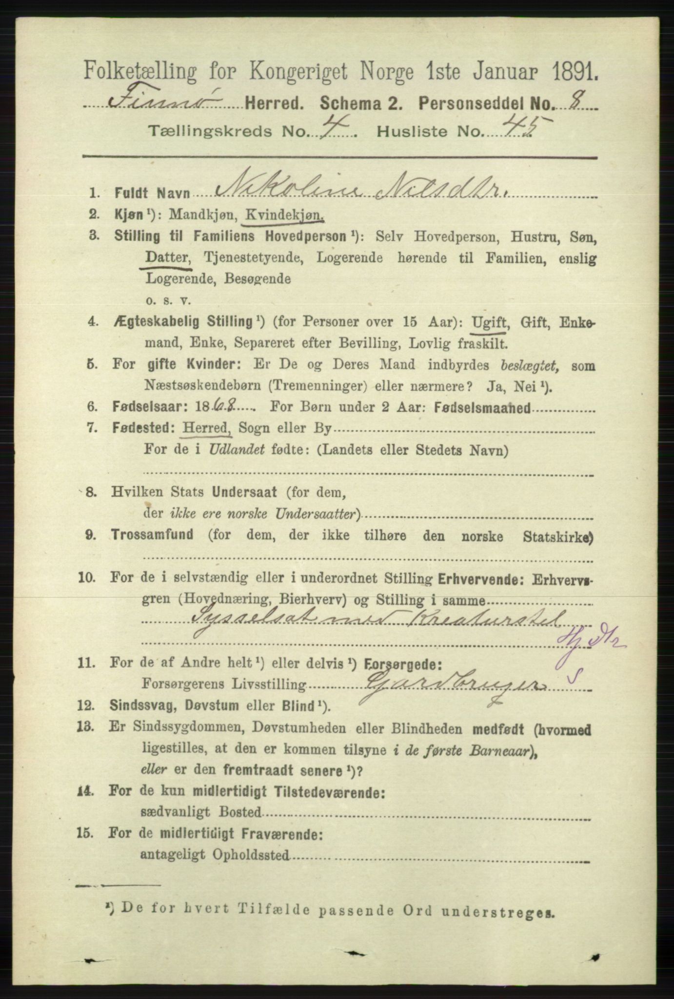 RA, 1891 census for 1141 Finnøy, 1891, p. 1081