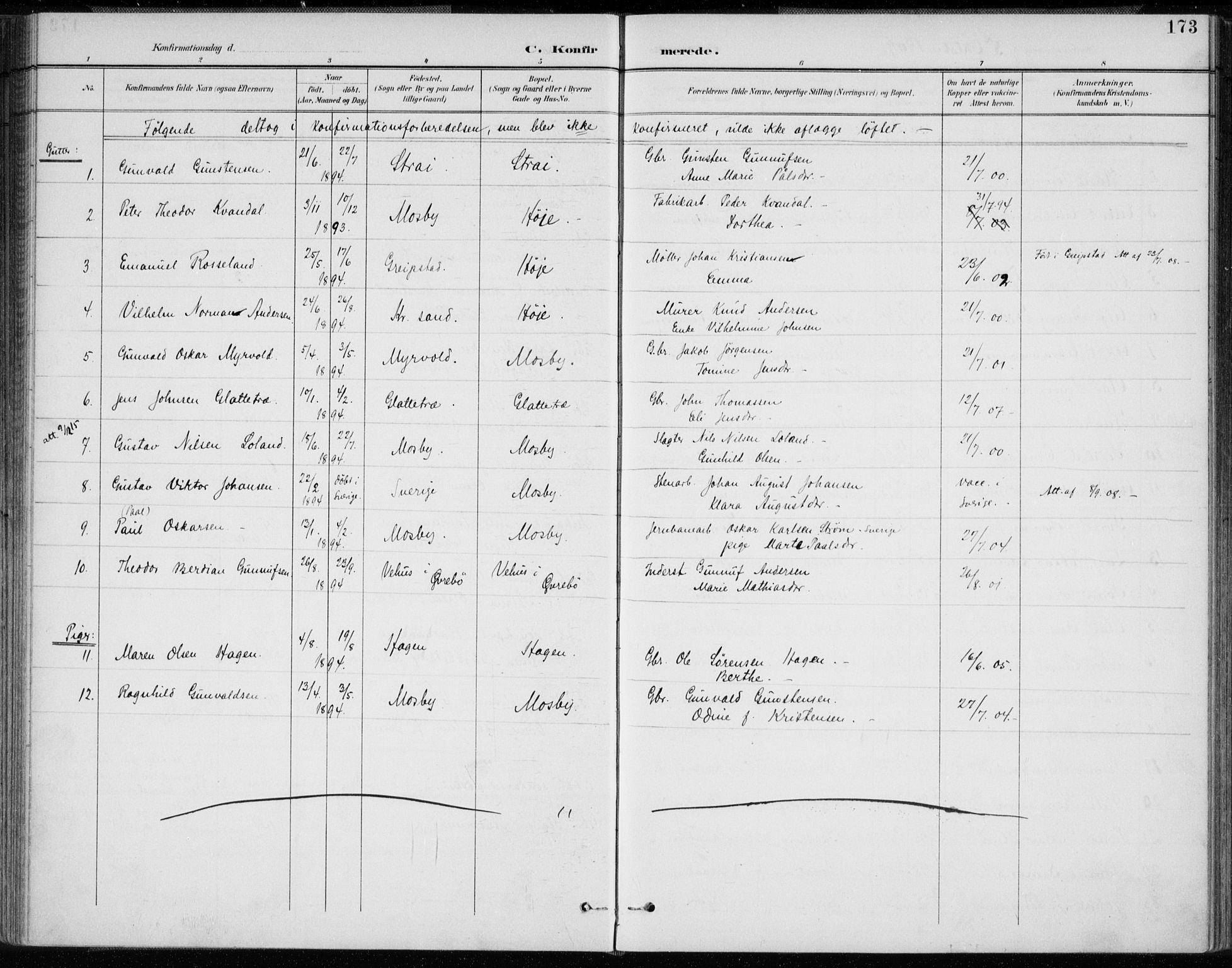 Oddernes sokneprestkontor, AV/SAK-1111-0033/F/Fa/Faa/L0010: Parish register (official) no. A 10, 1897-1911, p. 173