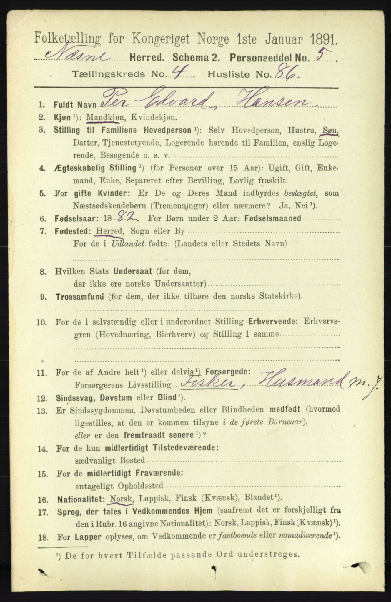 RA, 1891 census for 1828 Nesna, 1891, p. 2692