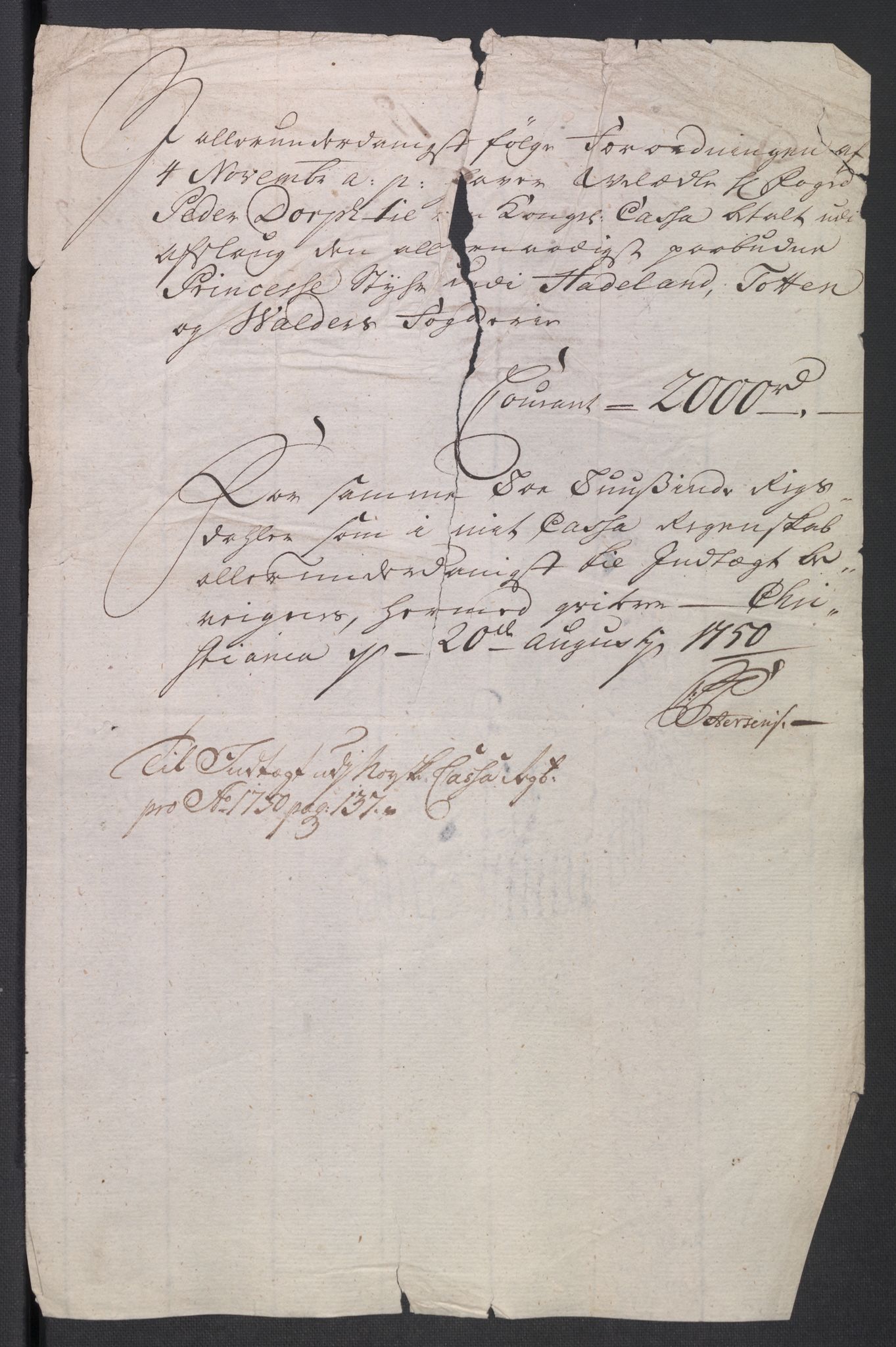 Rentekammeret inntil 1814, Reviderte regnskaper, Fogderegnskap, AV/RA-EA-4092/R18/L1348: Fogderegnskap Hadeland, Toten og Valdres, 1750-1751, p. 313