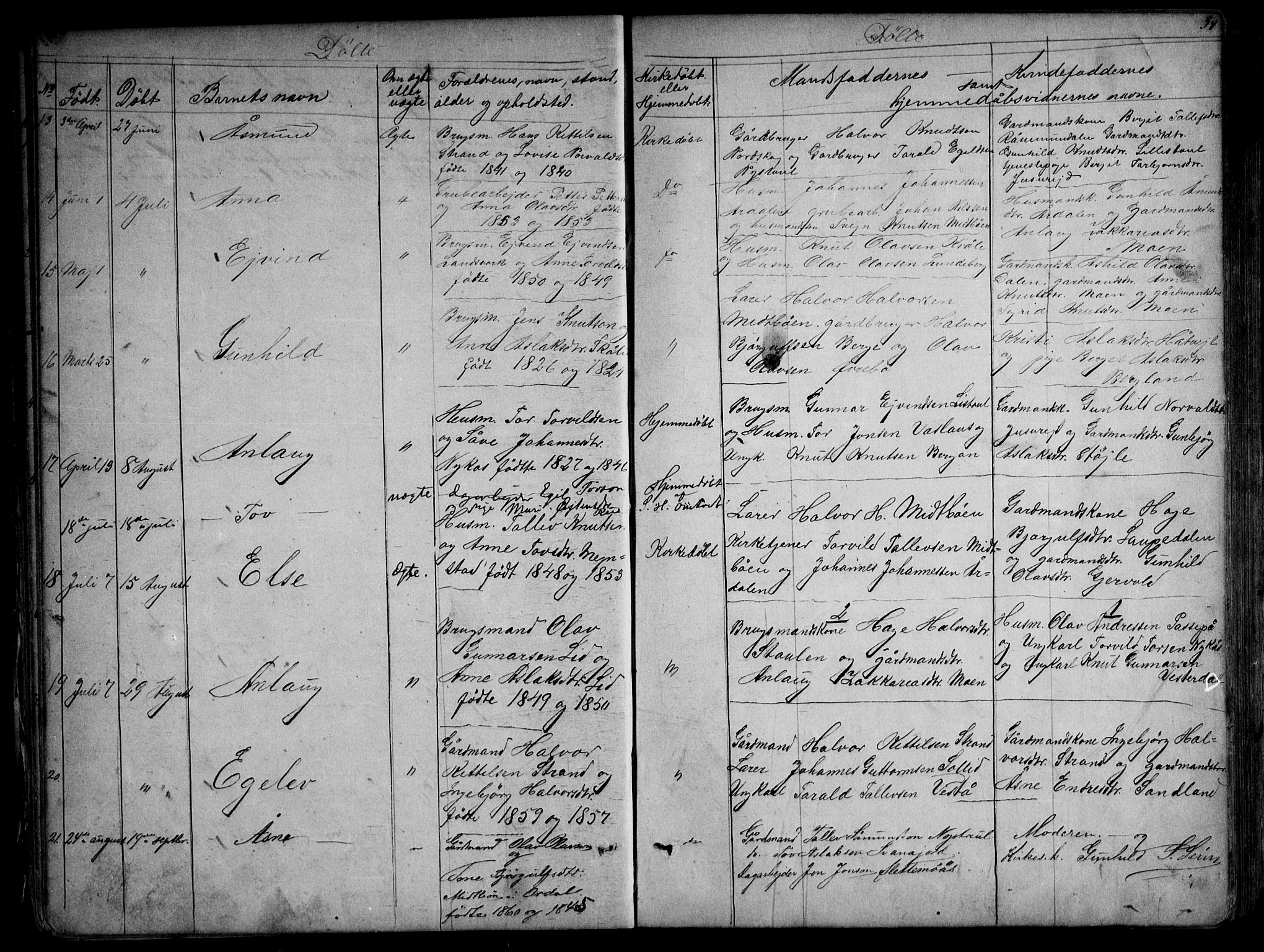 Kviteseid kirkebøker, SAKO/A-276/G/Gb/L0002: Parish register (copy) no. II 2, 1850-1892, p. 59