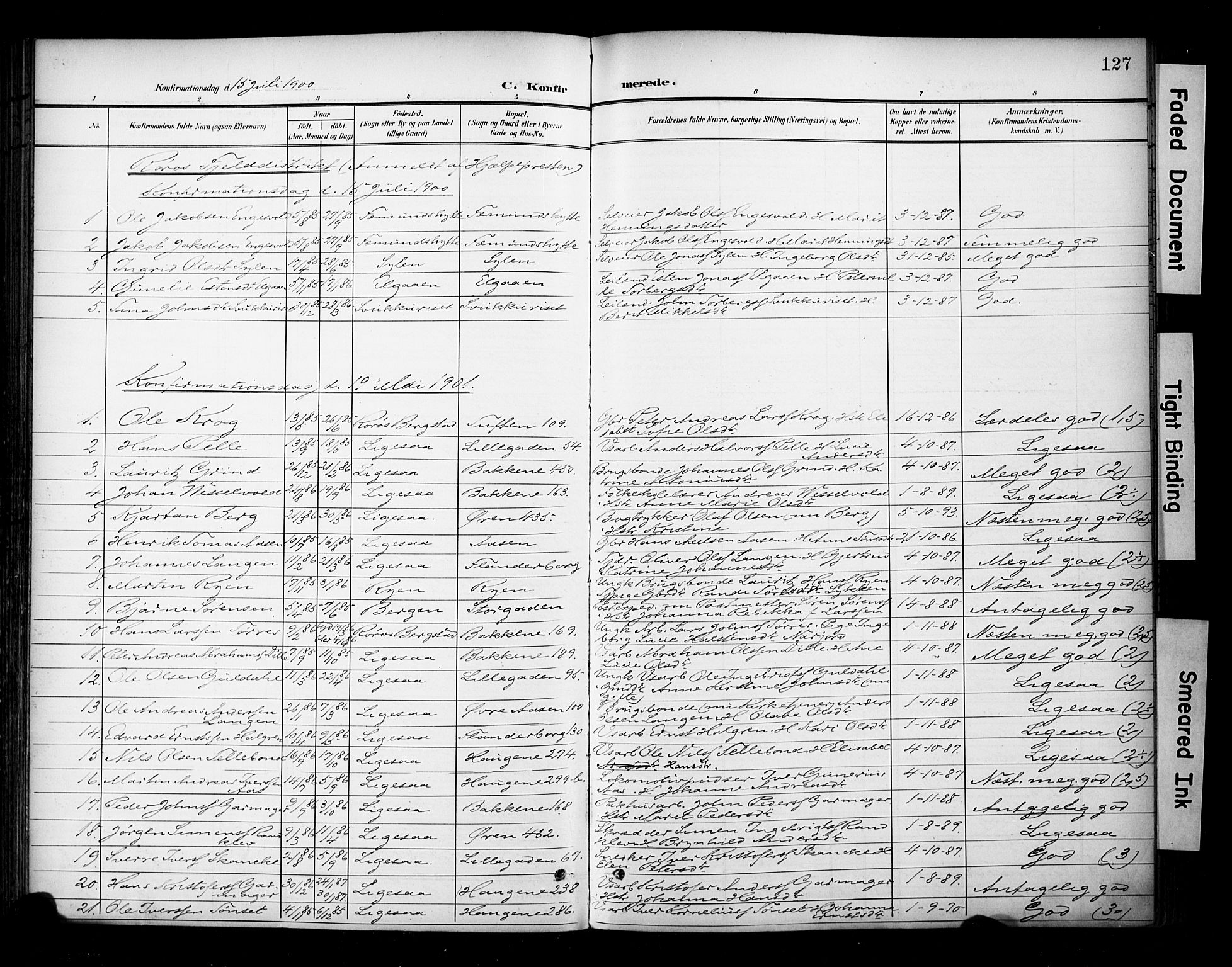 Ministerialprotokoller, klokkerbøker og fødselsregistre - Sør-Trøndelag, SAT/A-1456/681/L0936: Parish register (official) no. 681A14, 1899-1908, p. 127