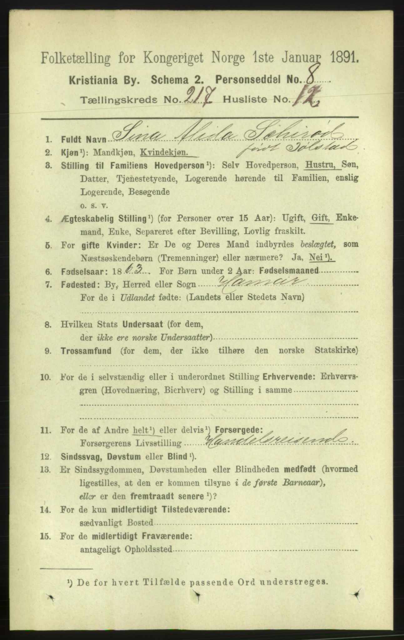 RA, 1891 census for 0301 Kristiania, 1891, p. 128558