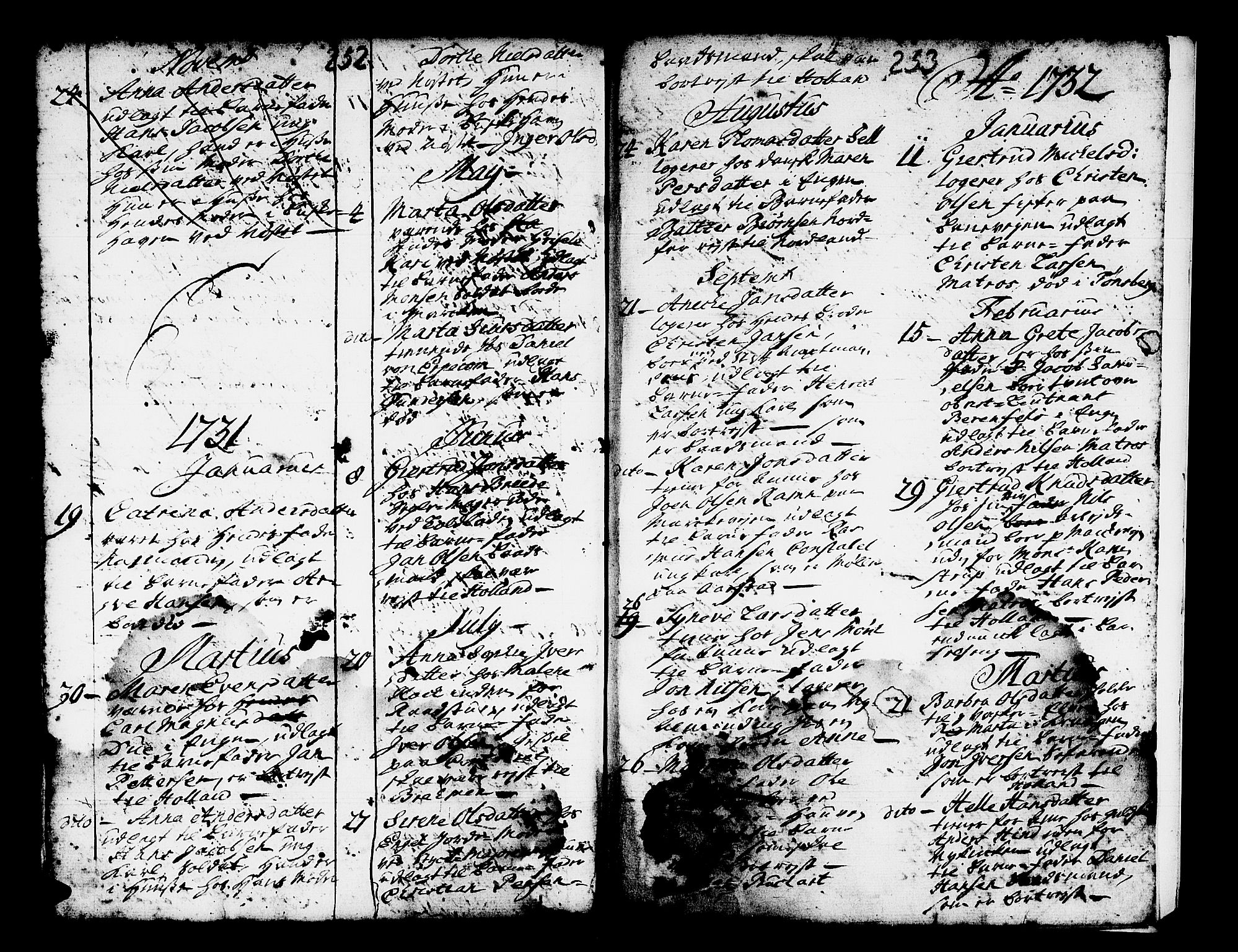 Domkirken sokneprestembete, SAB/A-74801/H/Haa/L0001: Parish register (official) no. A 1, 1719-1732, p. 252-253