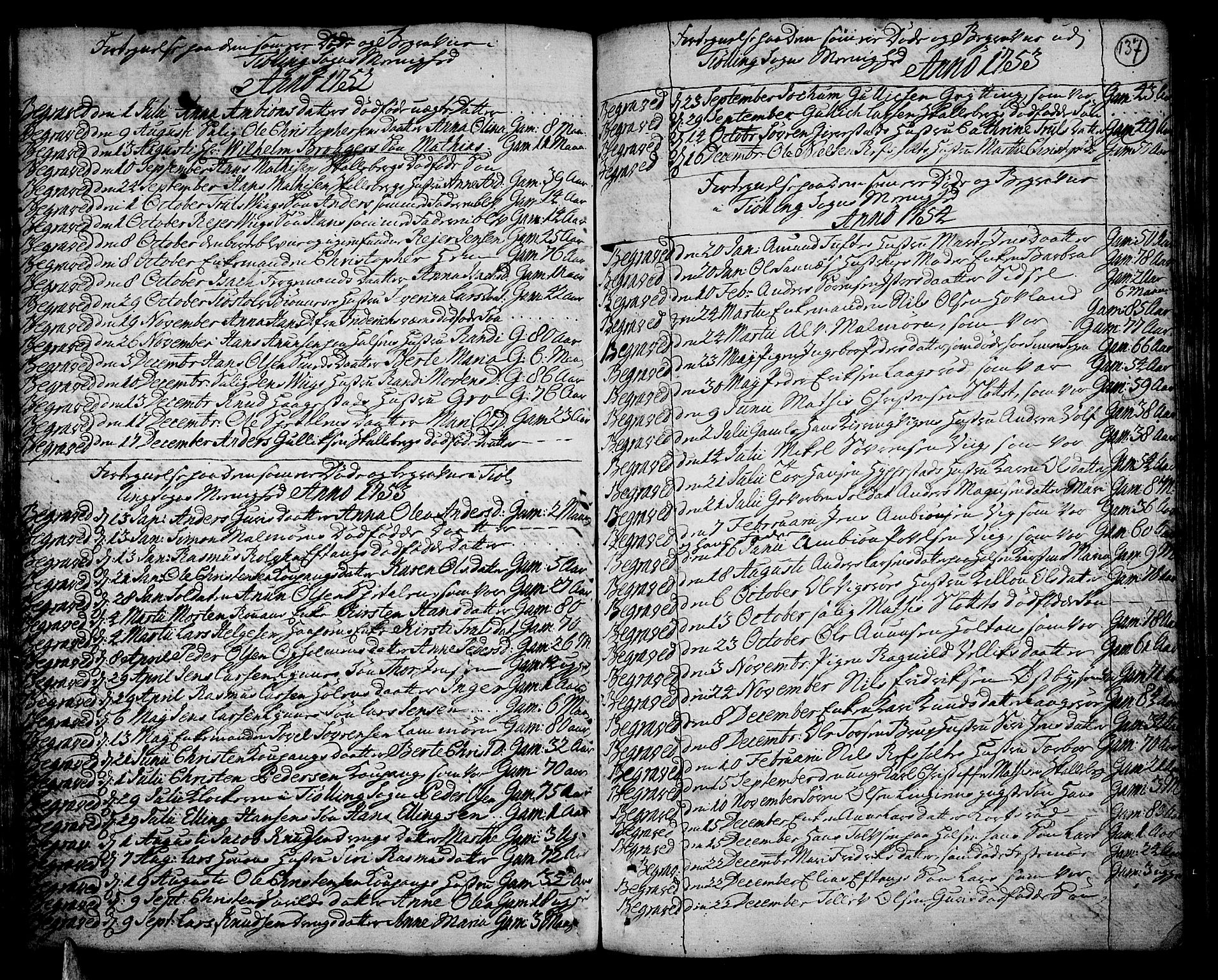 Tjølling kirkebøker, AV/SAKO-A-60/F/Fa/L0003: Parish register (official) no. 3, 1735-1778, p. 137